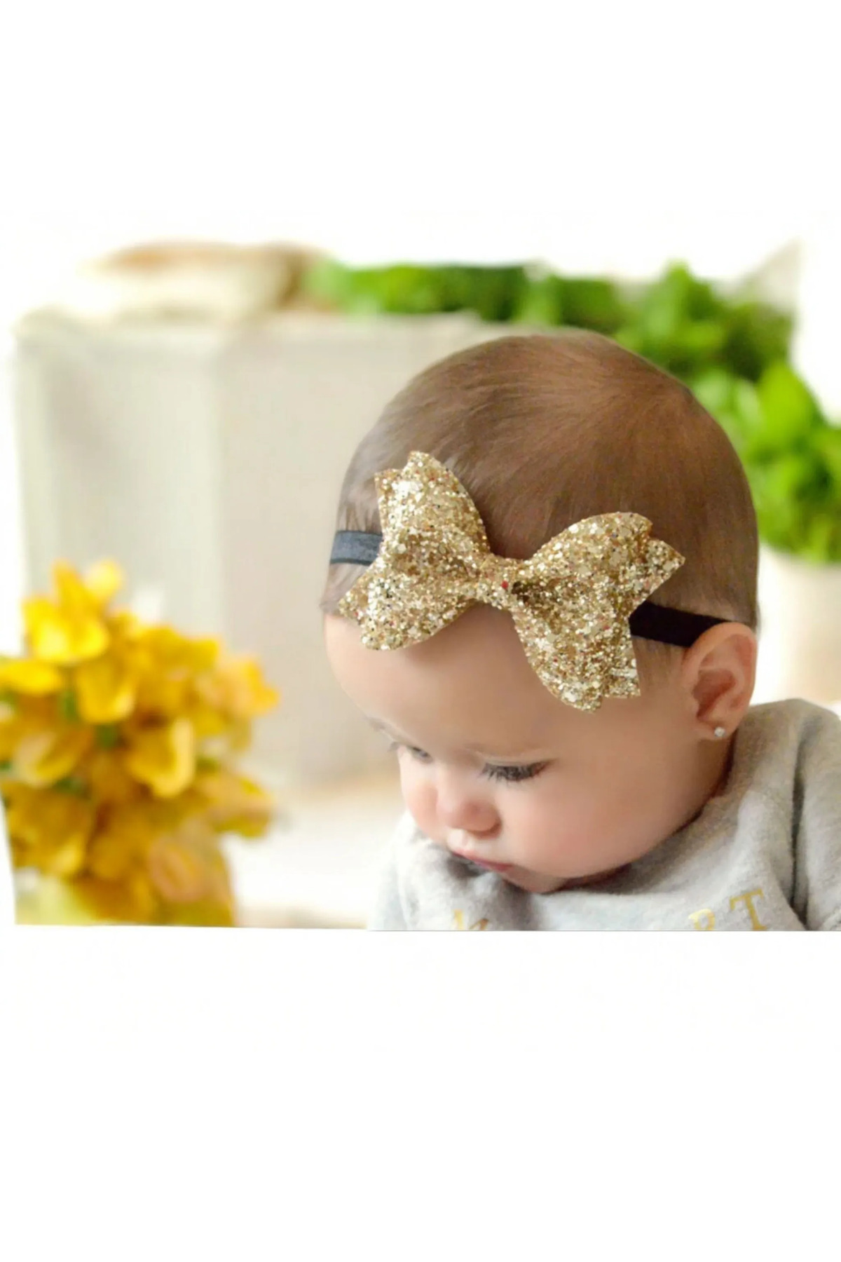 damlakidsmoda Kız çocuk bebek bandana fiyonk glitter fiyonk