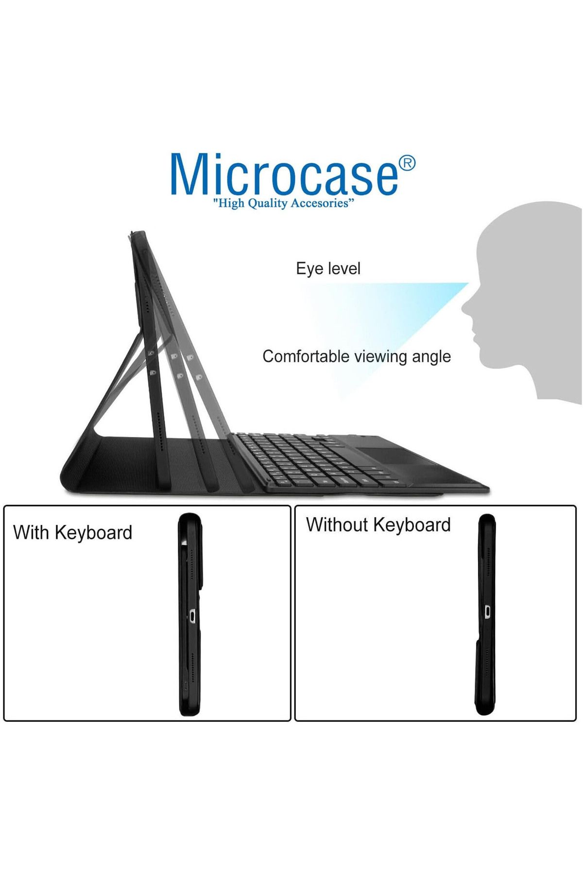 Microcase-Samsung Tab S6 Lite 2024 SM-P620 - لوحة لمس بلوتوث ولوحة مفاتيح وماوس بلوتوث + حافظة مع حامل - BKK7 5