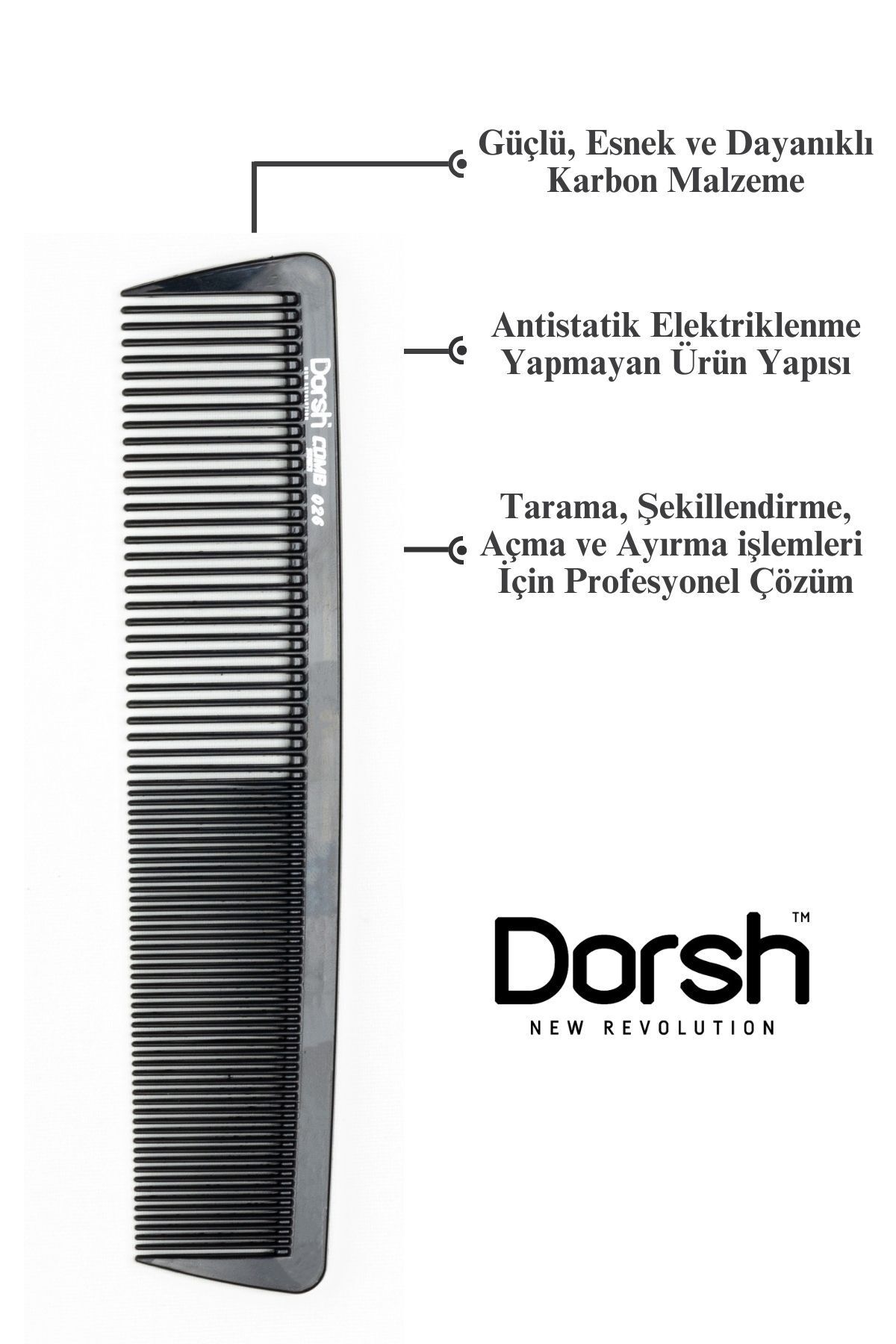 Dorsh-Antistatic Carbon Comb - 026 2