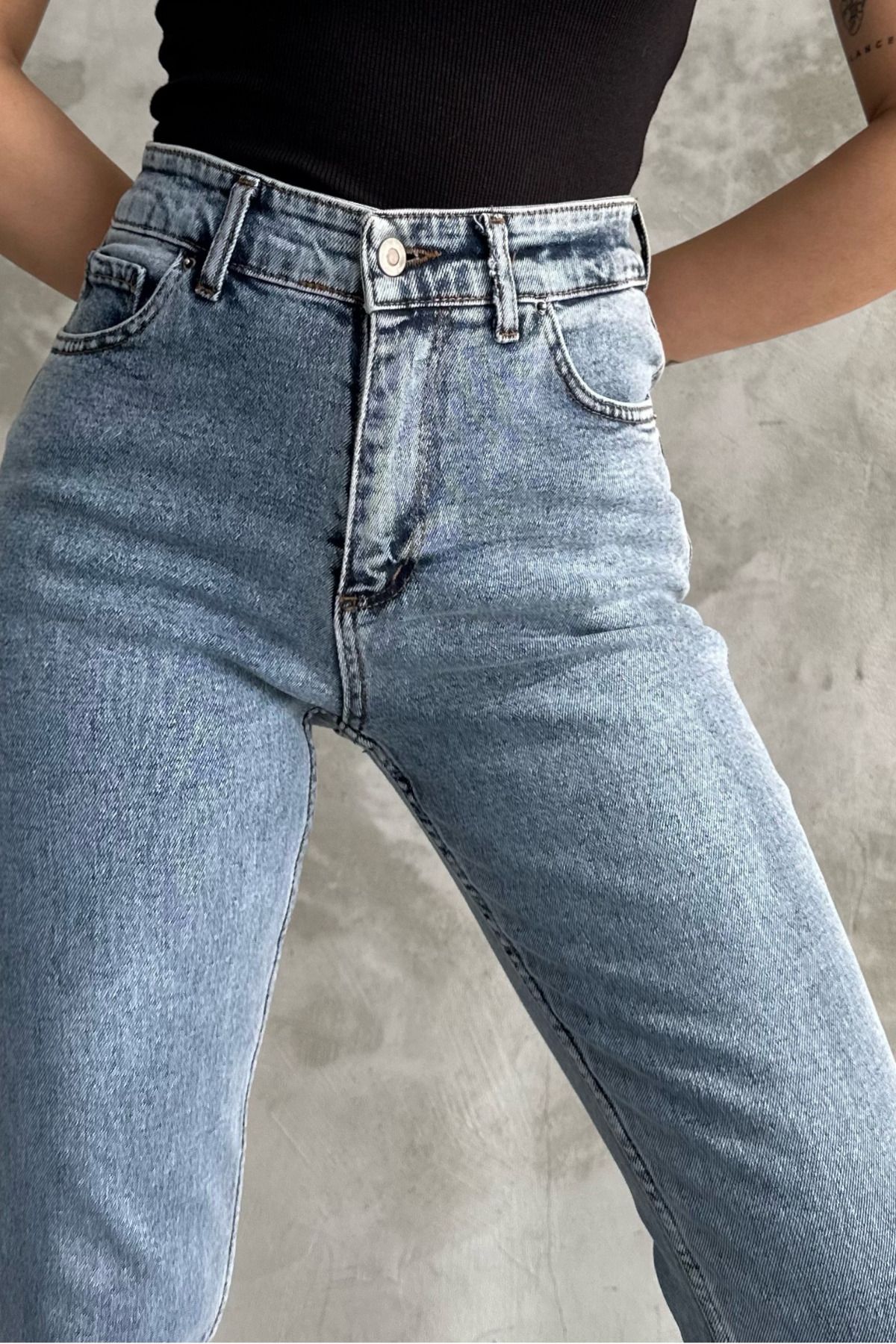 macharelbasic-Blue Women's High Waist Mom Skinny Jeans 6