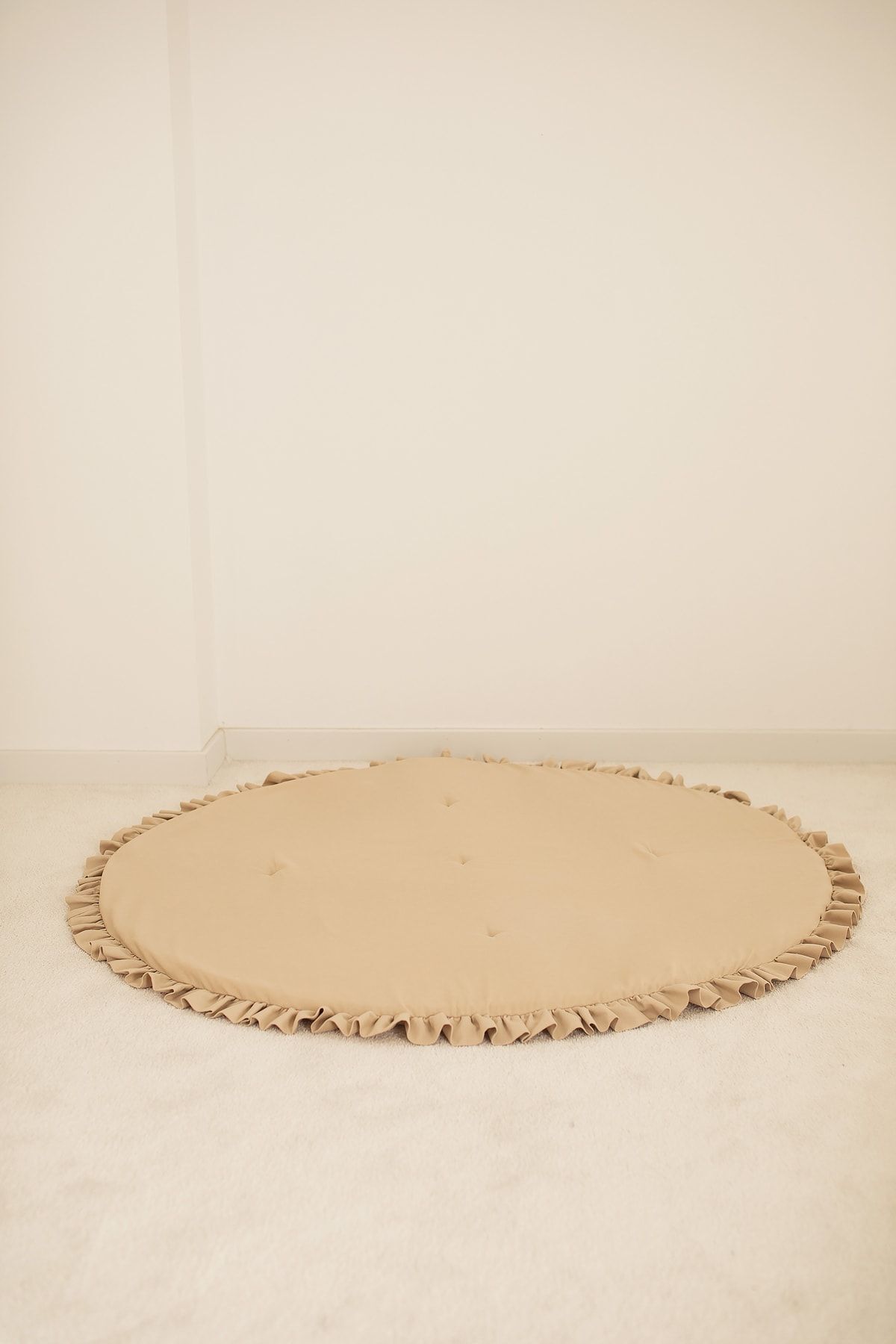 Dear Deer Love Oyun Halısı, Yuvarlak Oyun Matı, Fırfırlı Oyun Minderi, Bej fotoğrafı 6 (önizleme)