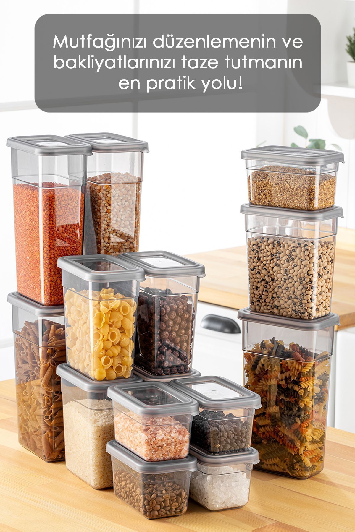 Meleni Home-15-Piece Spice Holder with Label - Storage Container Set with Leak-Proof Lid - 5x (580 ml, 1100 ml, 1580 ml) 4