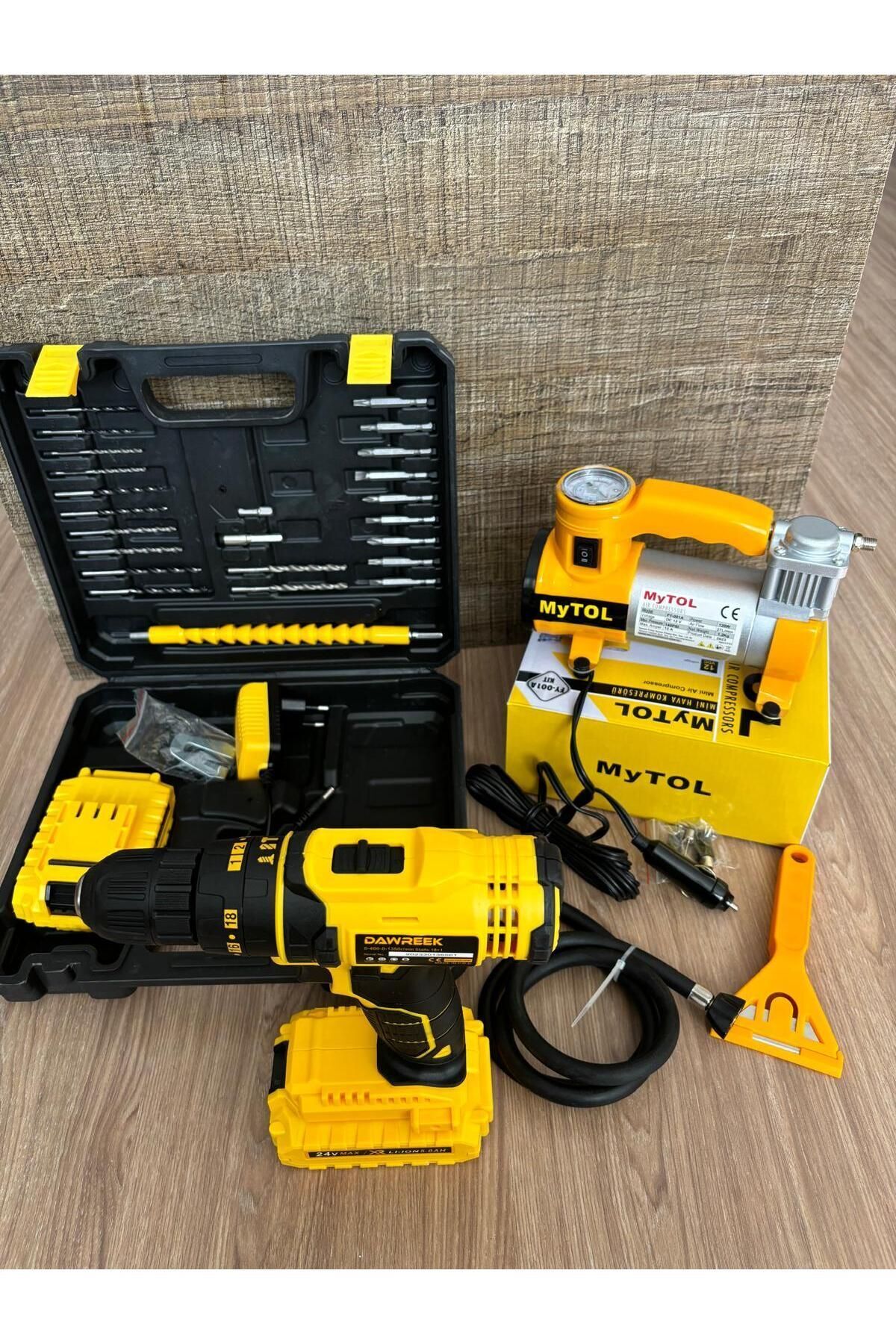 1Pc Cordless Screwing Rechargeable Impact Drill 1pc Car Auto Vehicle Tire Inflator Compressor Metal Body