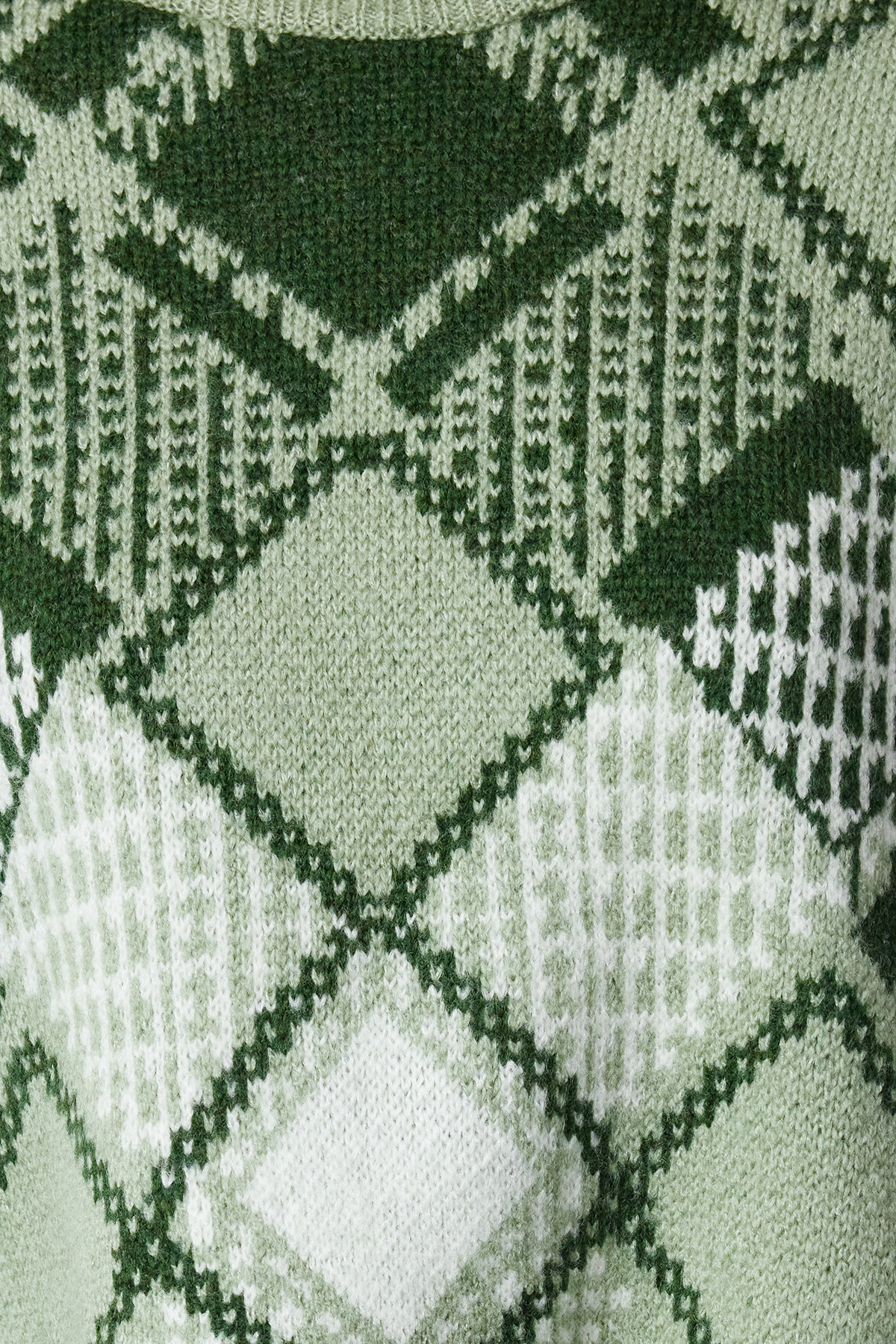 Trendyolmilla  Mint Geniş Kalıp Crop Baklava Desenli Triko Kazak TWOAW24KZ01126 - Görsel 3