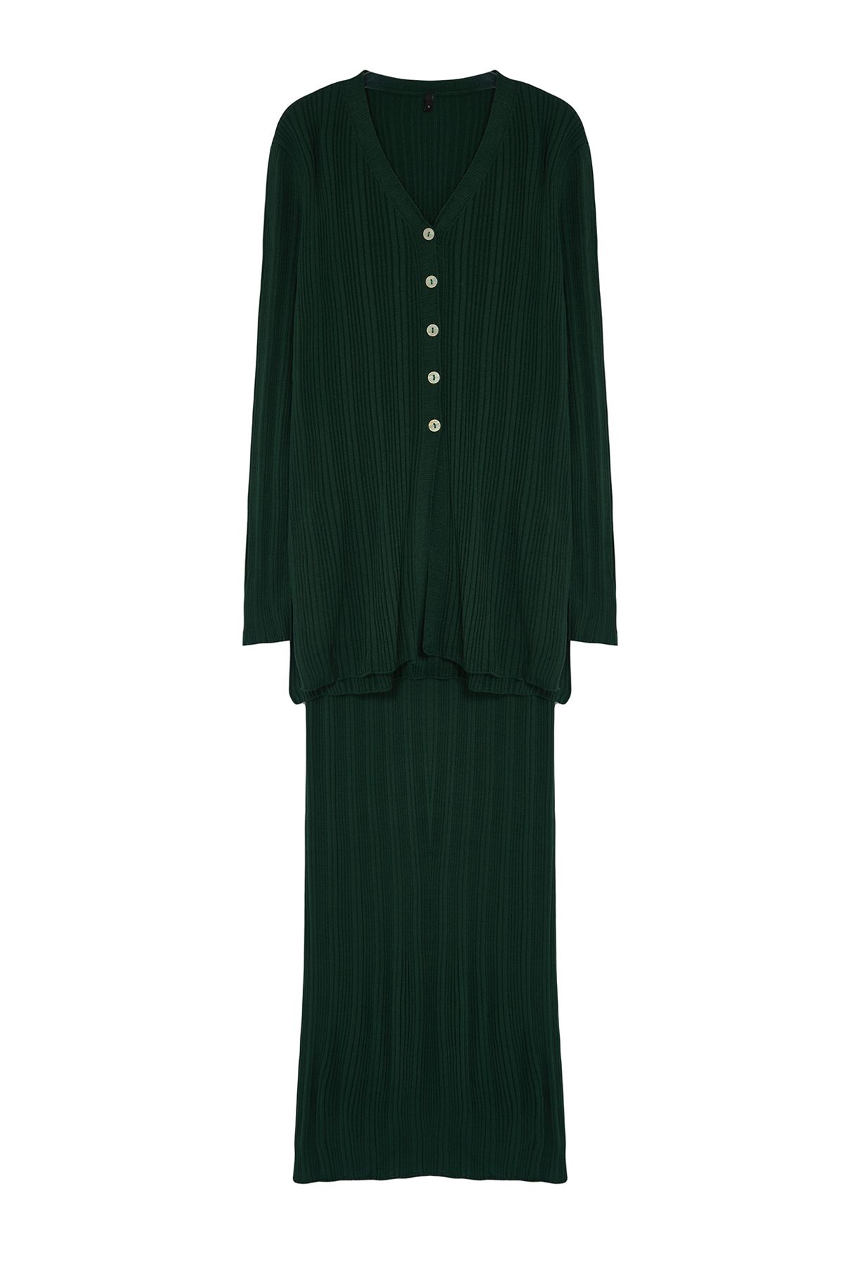 Trendyol Modest-Smaragdzöld kötöttáru kardigán és szoknya szett - TCTAW25US00047 6