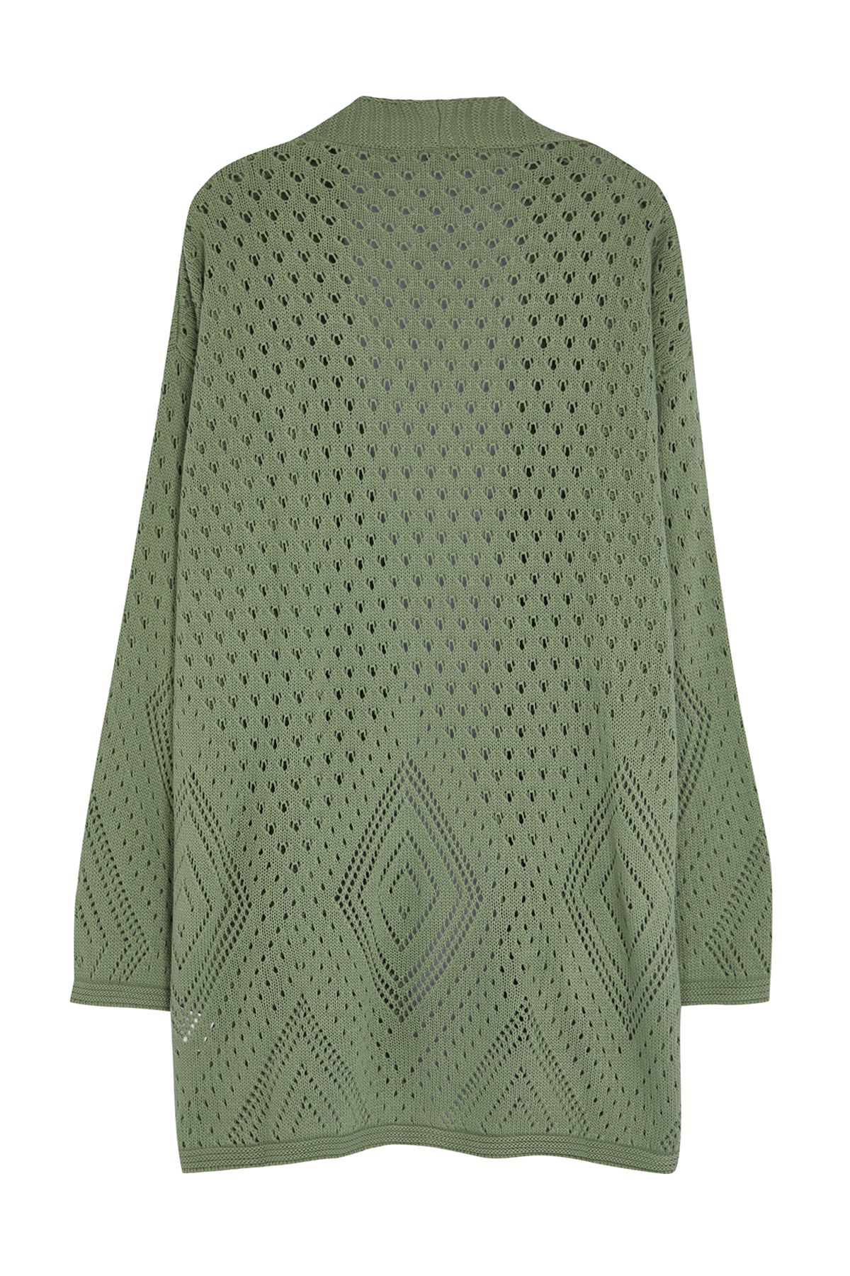 Trendyol Collection-Mintfarbener, durchbrochener/durchbrochener Midi-Strickjacke mit breiter Passform – TWOAW24HI00331 7