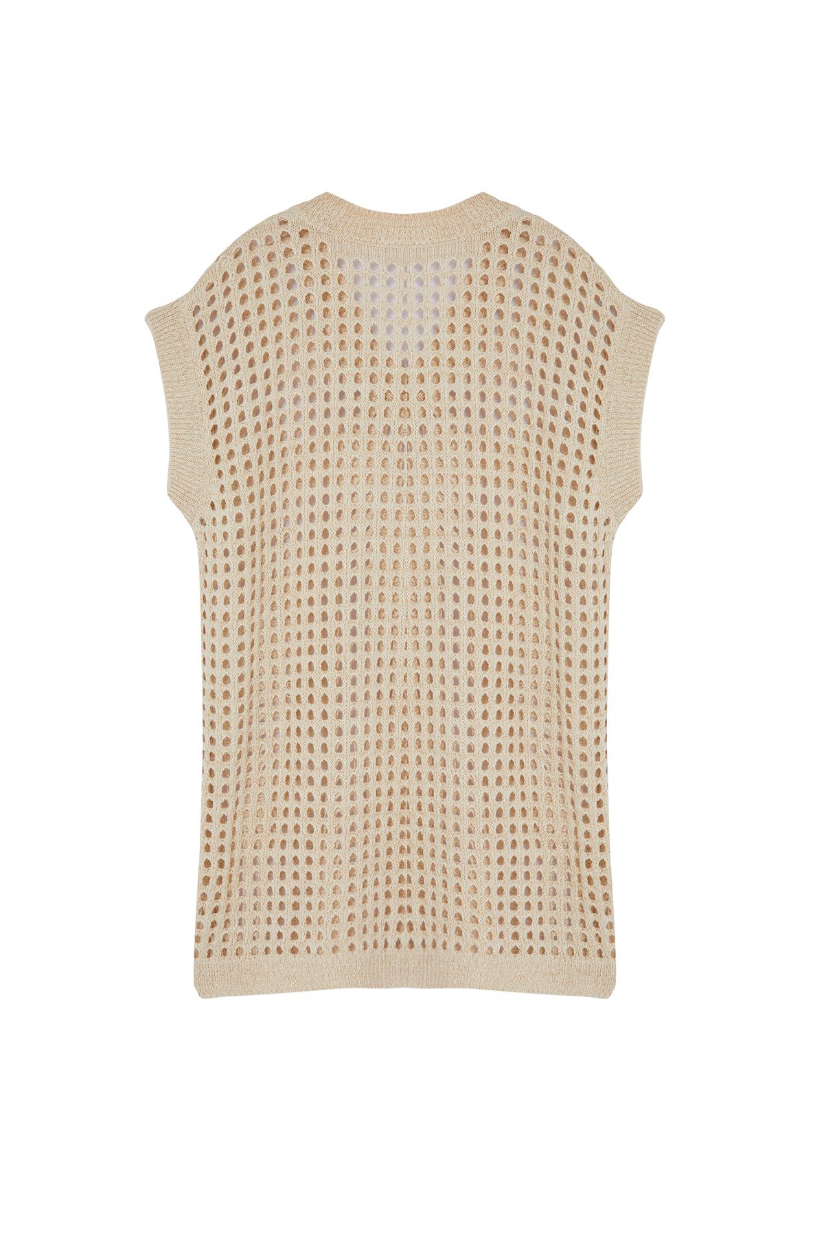 Trendyol Modest-Beige Perforated Openwork Knitwear Sweater - TCTAW25UV00003 7