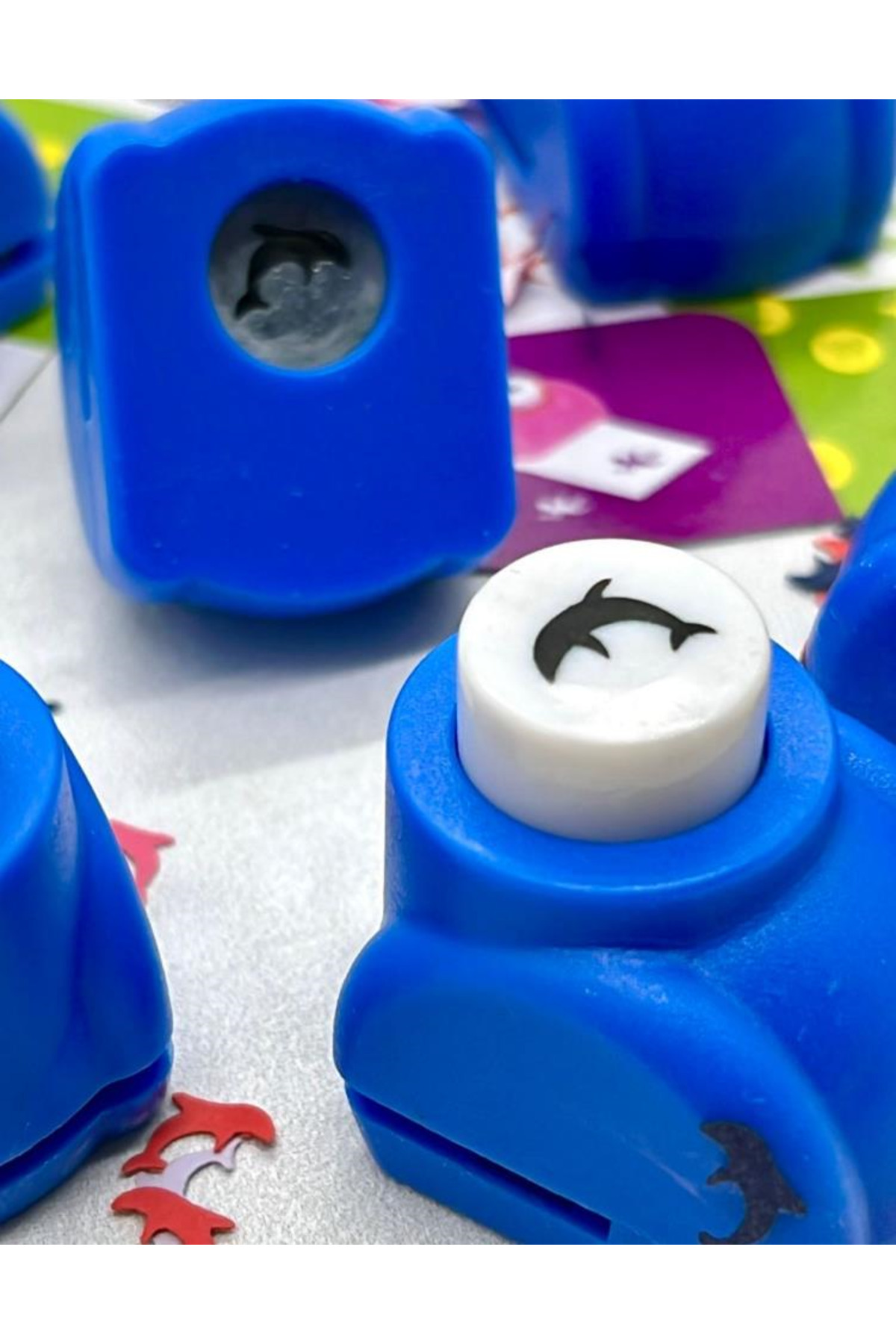 Kağıt Gemi Dükkan Yunus Desenli Mavi Mini Delgeç