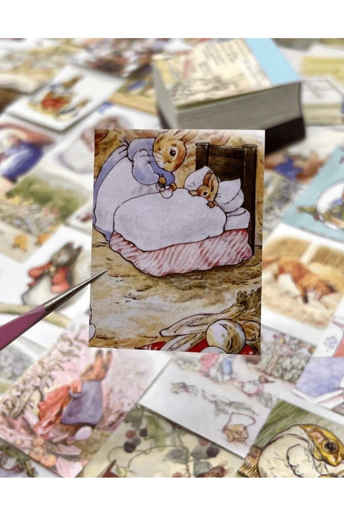 Kağıt Gemi Dükkan-The World Of Peter Rabbit And His Friends Themed 400 Sheets Mini Notebook Scrapbook Paper Set 5