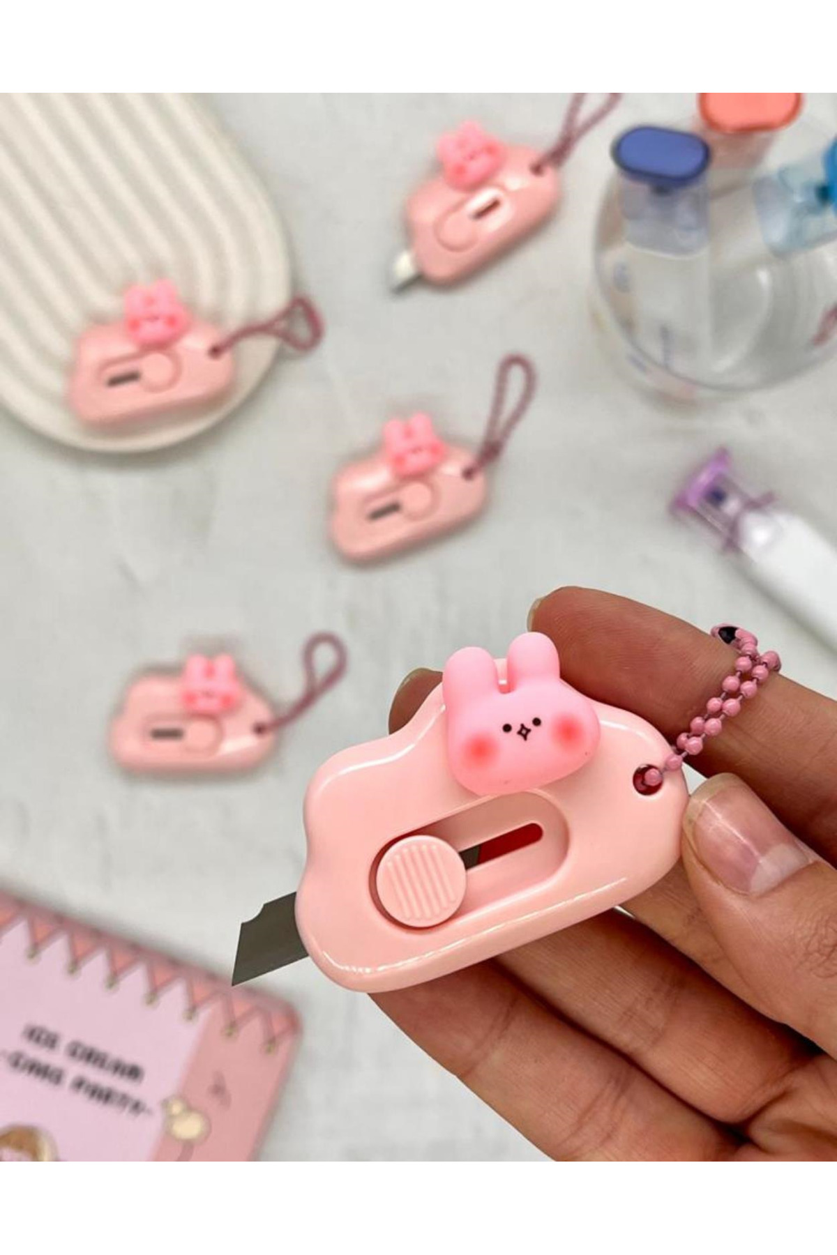 Kağıt Gemi Dükkan Sevimli Tavşan Pembe Mini Maket Bıçağı / Sanat Bıçağı / Bullet Journal / Scrapbook/Falçata