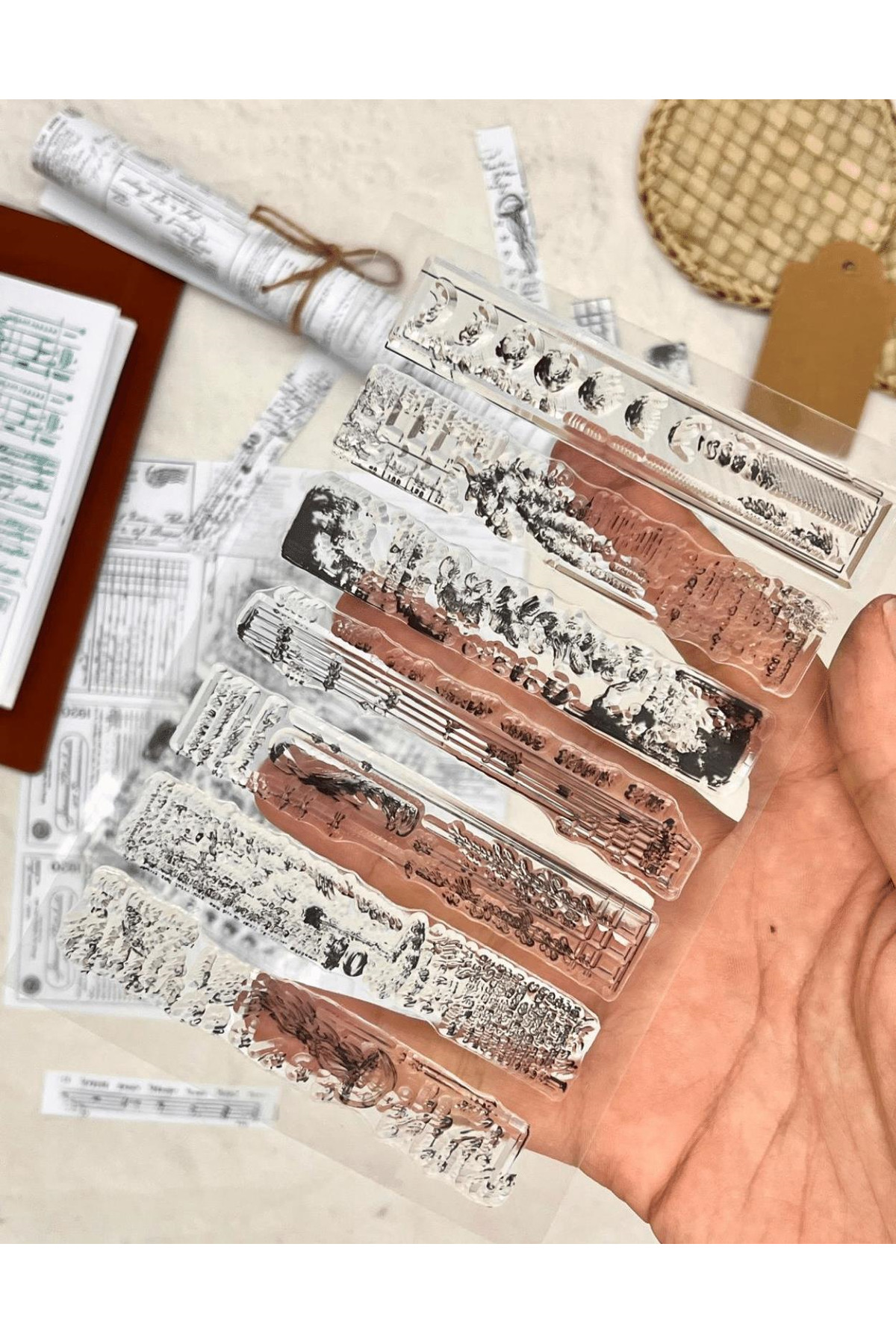 Kağıt Gemi Dükkan Vintage Doğadan Sesler Desenli Slikon Damga / Mühür / Şeffaf Damga / Kaşe / Stamp / Seal