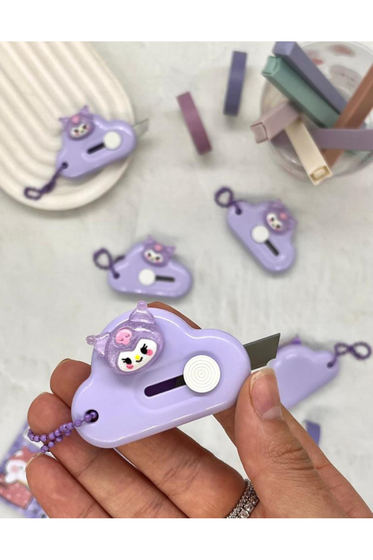 Kağıt Gemi Dükkan Sanrio Kuromi Karakterli Mor Mini Maket Bıçağı / Sanat Bıçağı / Bullet Journal / Scrapbook/Falçata