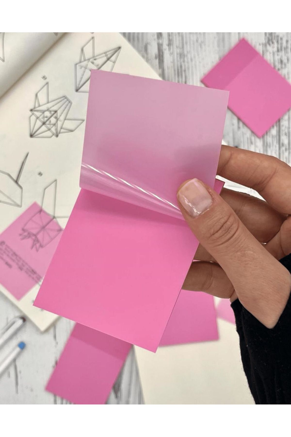Kağıt Gemi Dükkan-Soft Dark Pink Transparent Post-it / Transparent Sticky Note / Sticky Note / Bullet Journal 3