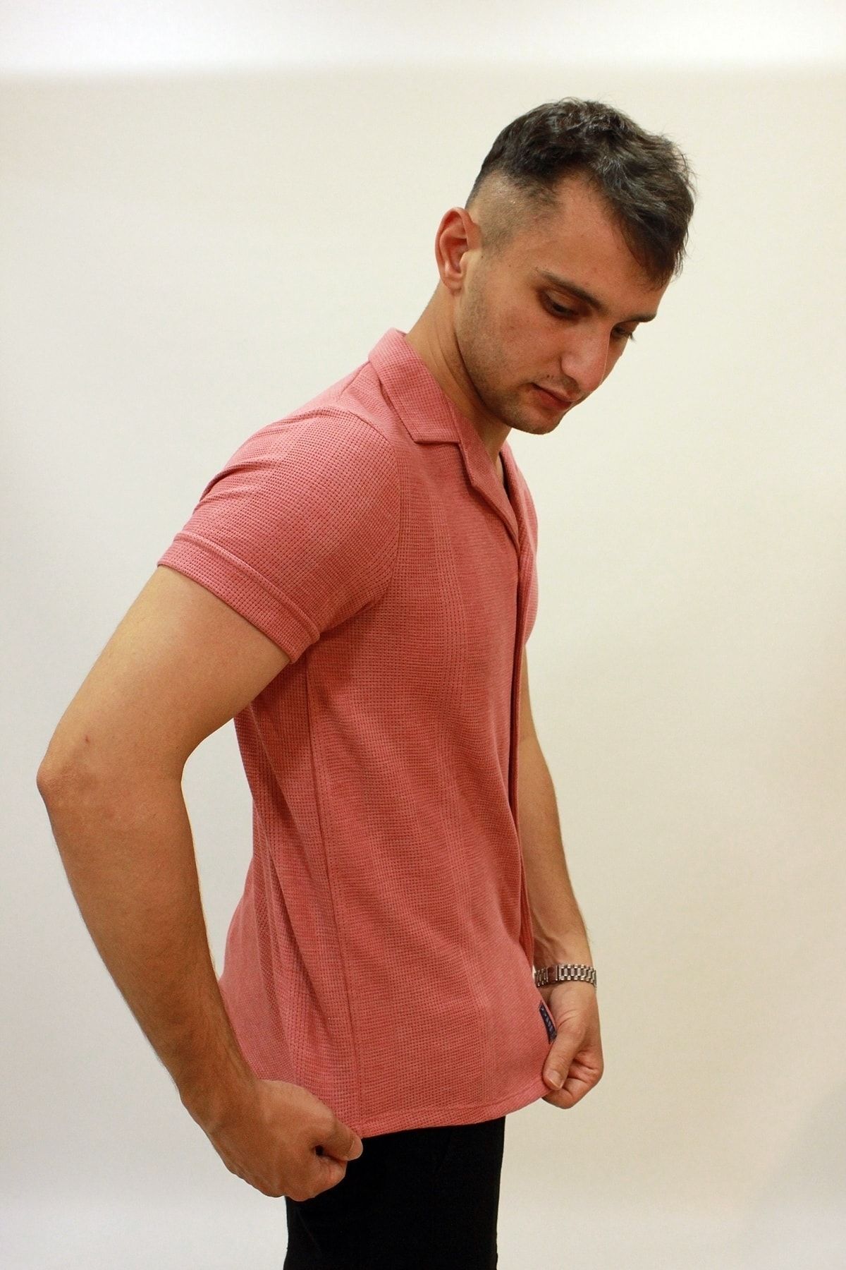 پیراهن مردانه صورتی Cazador | TXB3C672B425504 اورجینال - تصویر 3