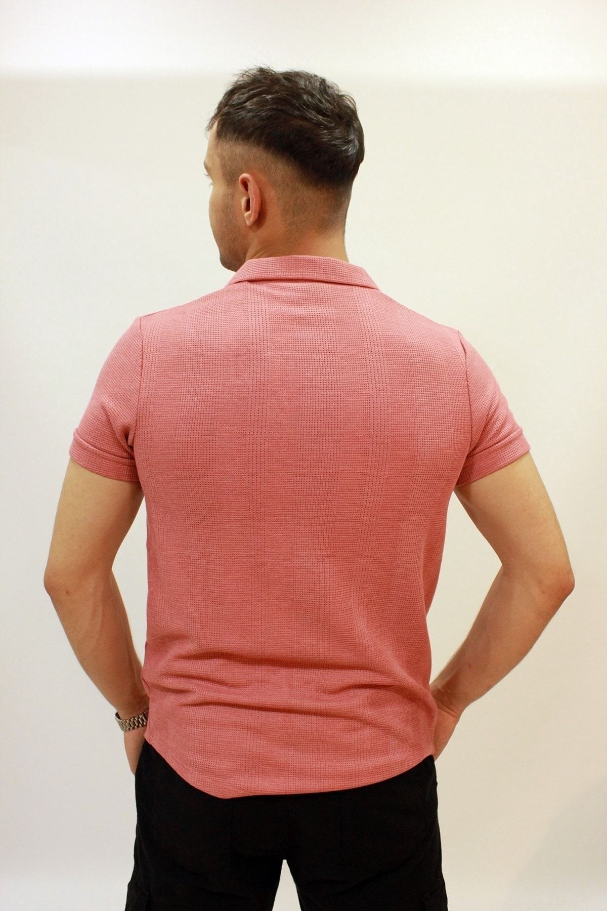 پیراهن مردانه صورتی Cazador | TXB3C672B425504 اورجینال - تصویر 4