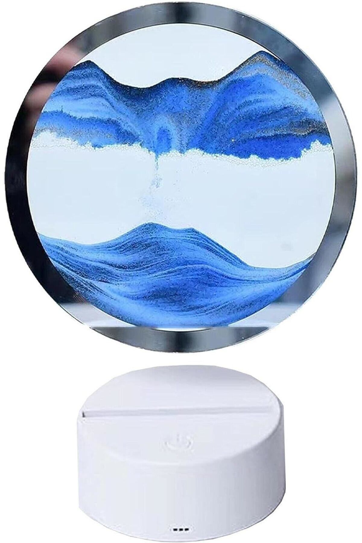 Genel Markalar Razmo Mavi Renk 3d Led Işıklı Kum Saati Gece Lambası Dekor Süs Kum Sanatı Ev Ofis Dekorasyonu 1 Adet