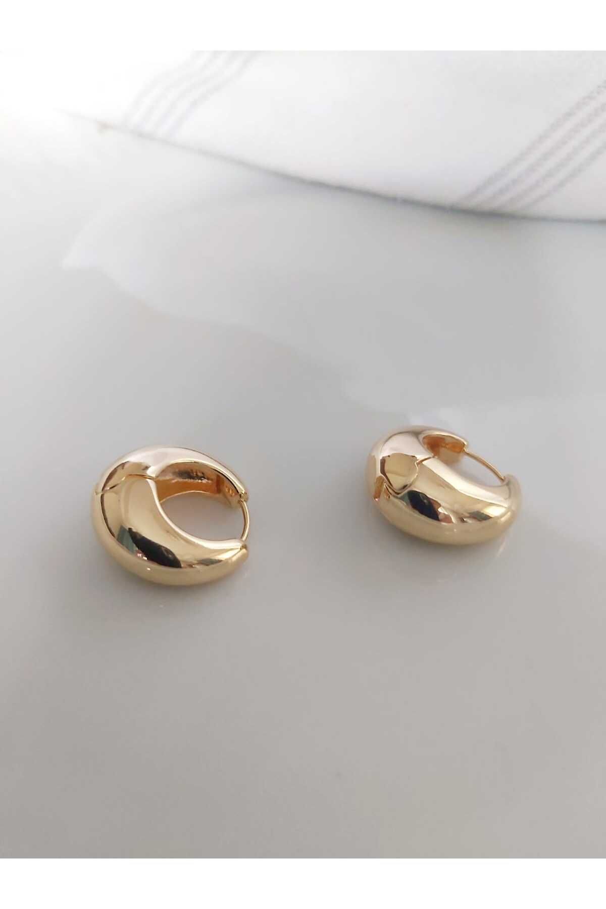 DEVİ fashion-Gold Hoop Curved Earrings 2