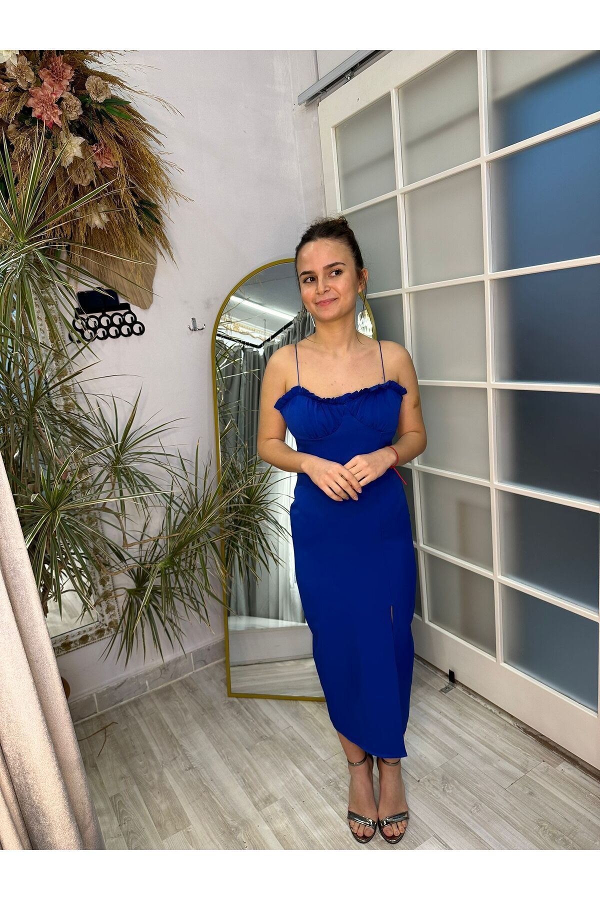 Abiye's-SAX BLUE STRAPLEZ SLITTER STRAPS evening dresses graduation wedding engagement promise 2