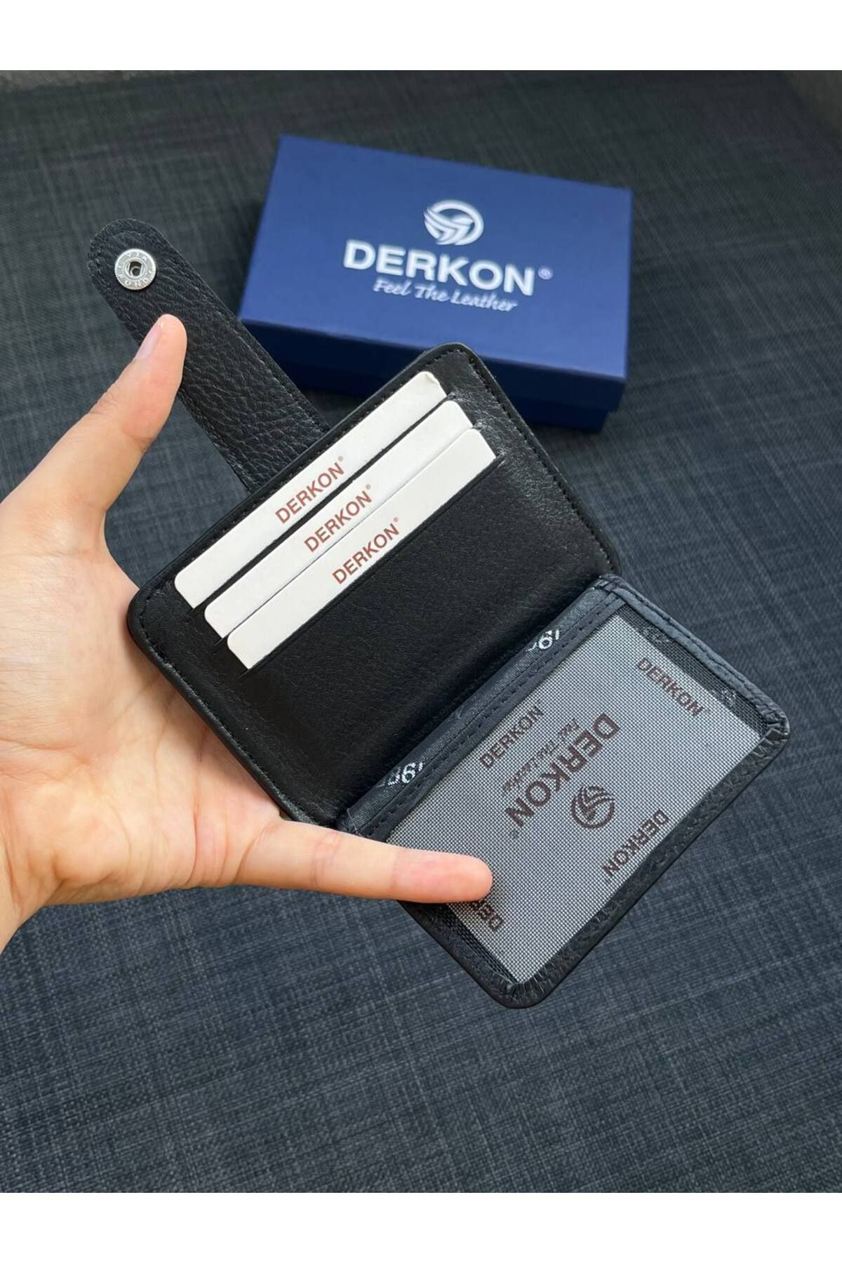 DERKON-Unisex Genuine Leather BlaCk Card Holder Wallet 2