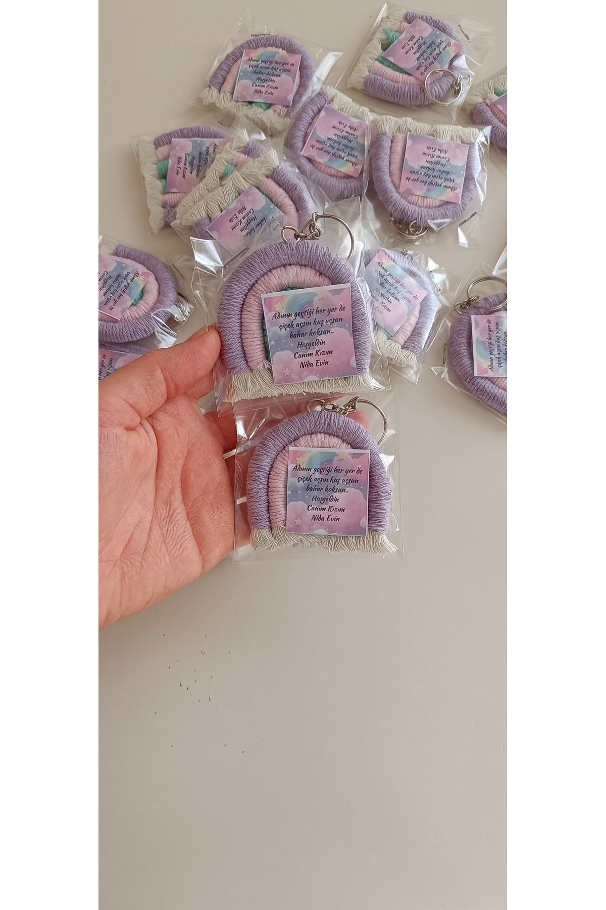 Rainbow Macrame Magnet or Keychain Baby Gift Alas Design 20 Pieces (Personalized)