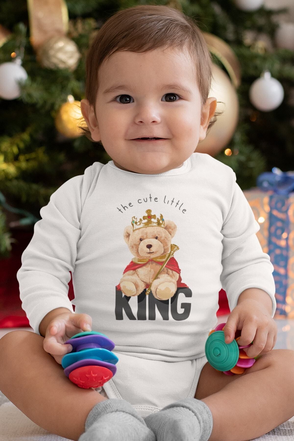 Organic 100% Cotton Teddy Bear King Printed Long Sleeve Baby Snapsuit Bodysuit Bodysuit Jumpsuit 5367