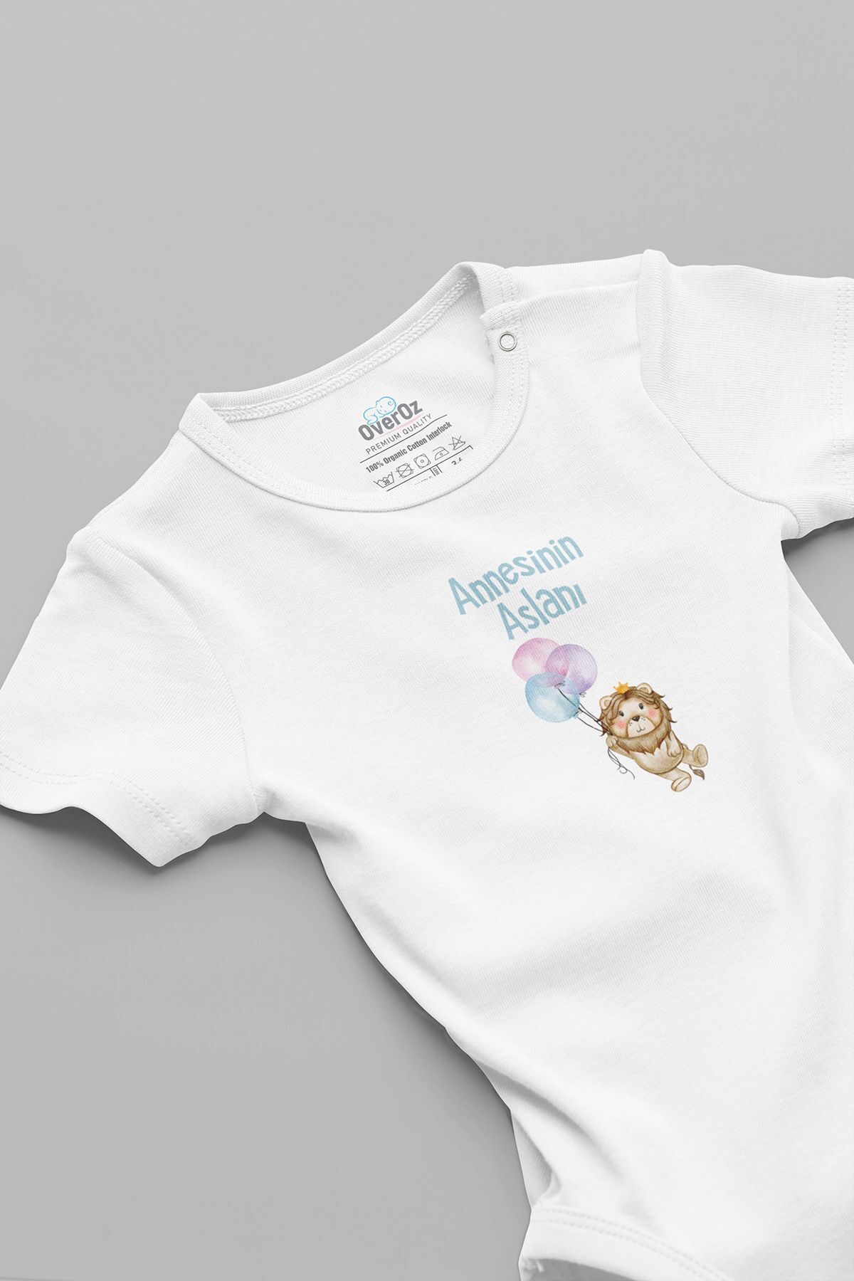 Organik %100 Pamuk Annesinin Aslanı Baskılı Bebek Body Çıtçıtlı Badi Zıbın Tulum 5883