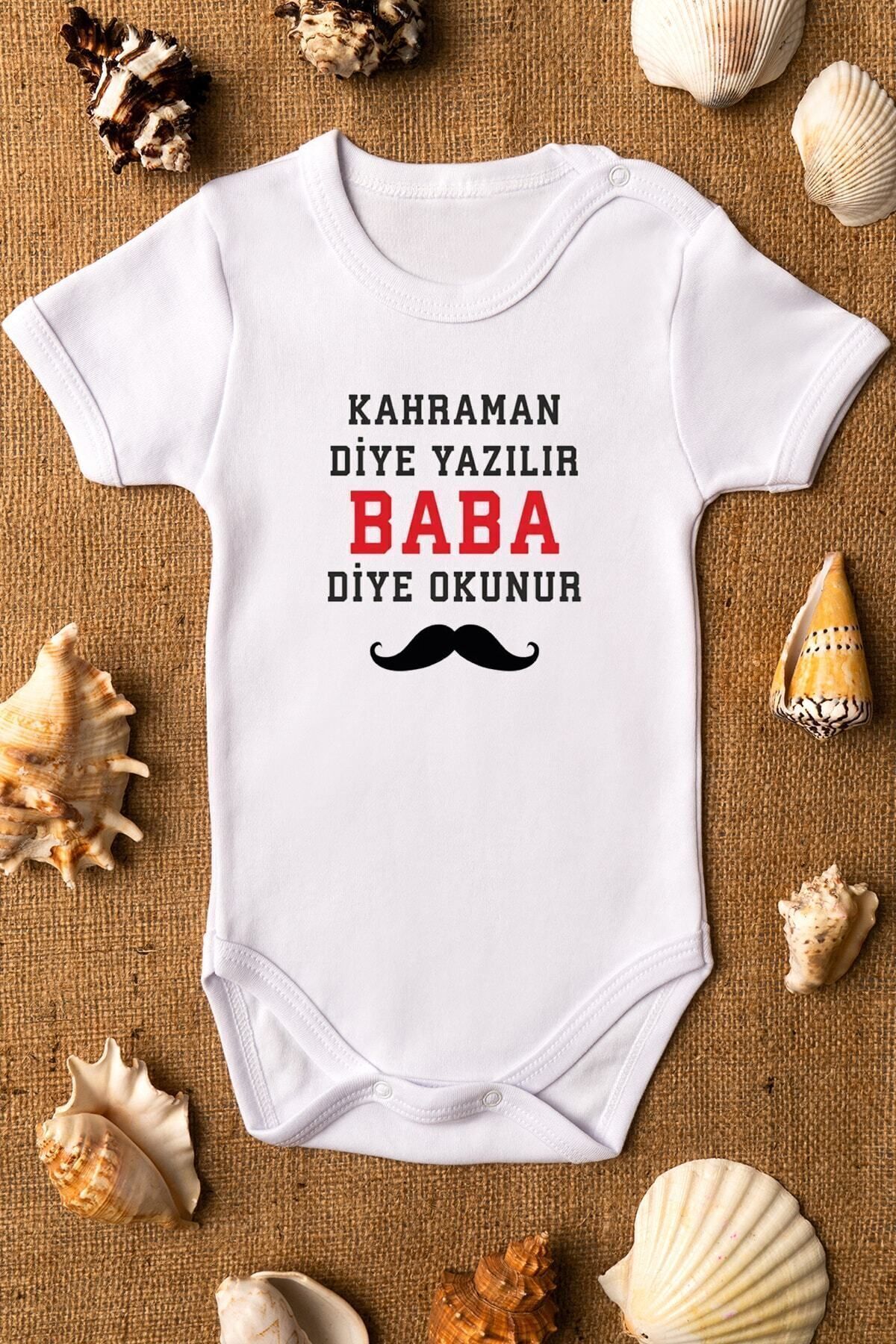 Organik %100 Pamuk Kahraman Baba Baskılı Kısa Kollu Çıtçıtlı Bebek Body Badi Zıbın Tulum 5579