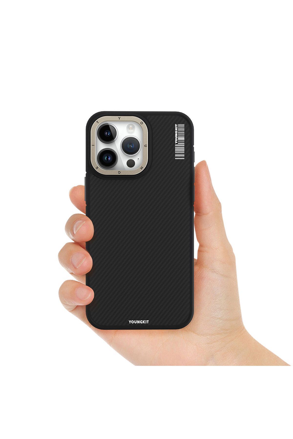 iPhone 15 Pro YoungKit 600D Kevlar Serisi Magsafe Uyumlu Kılıf - Kırmızı
