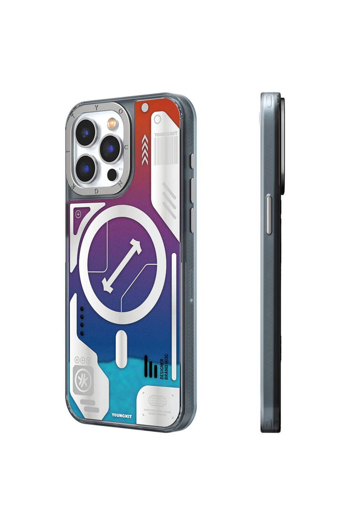 iPhone 15 Pro YoungKit Galaxy Serisi Magsafe Uyumlu Sıvı Akışkanlı Kılıf - Mavi