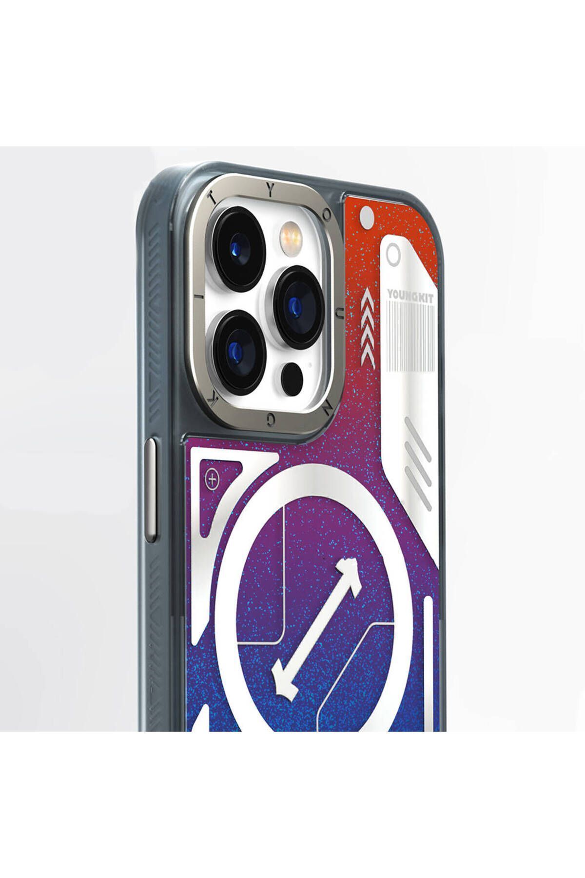 iPhone 15 Pro YoungKit Galaxy Serisi Magsafe Uyumlu Sıvı Akışkanlı Kılıf - Mavi