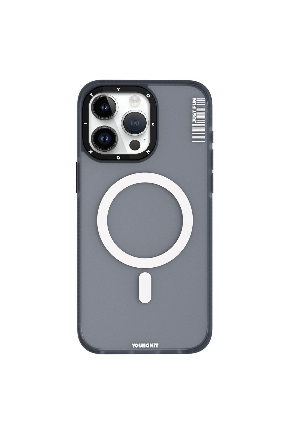 iPhone 15 Pro Youngkit Colored Sand Serisi Magsafe Uyumlu Kılıf - Siyah