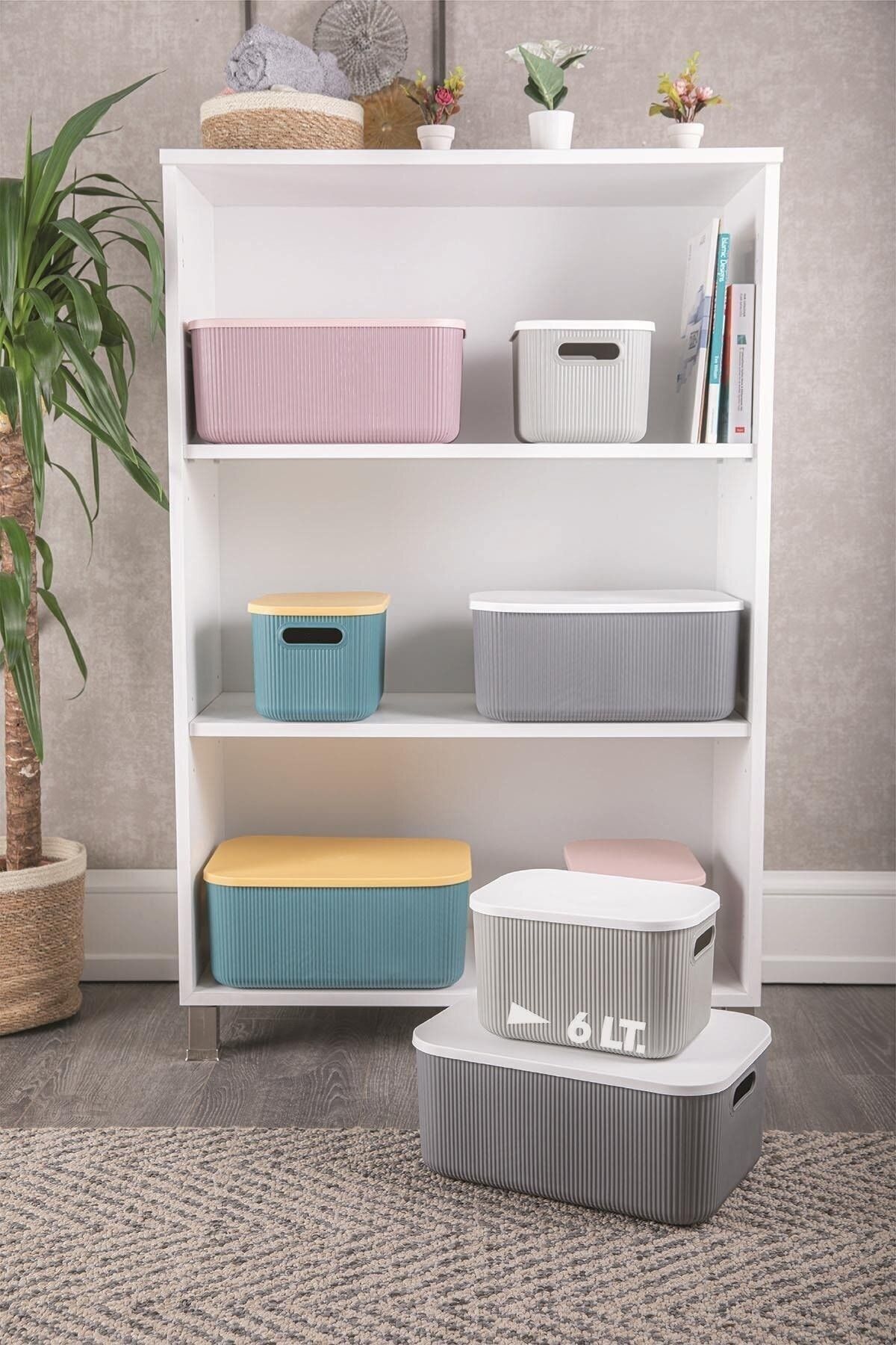 Bayev-3 Pieces Storage 6lt Green Multi-Purpose Organizer Box with Lid, Decorative Box 3