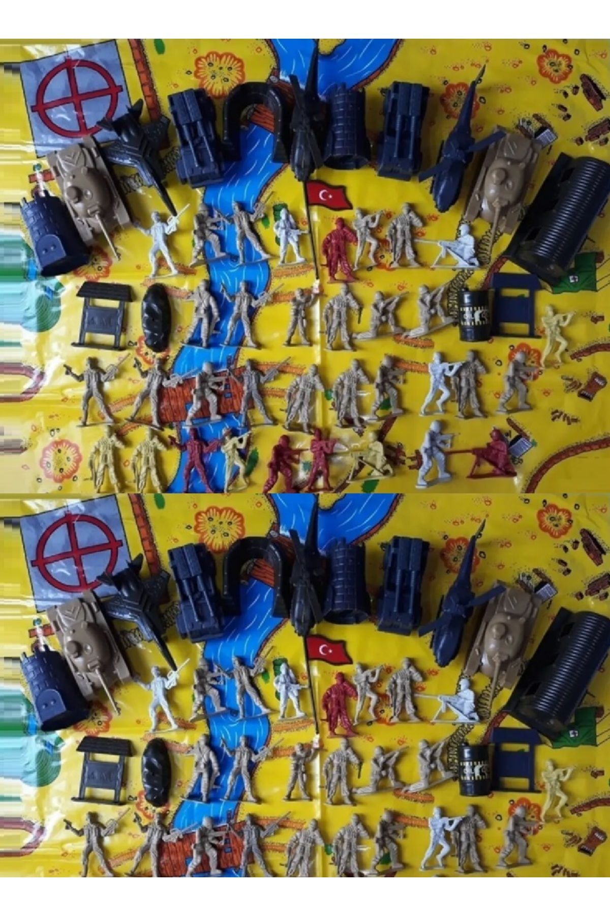 OYUNCAKSAHİLİ Tanklı Asker Setleri Ve Oyun Halısı 50 Parca 2 Paket Komando Uçak Kale Helikopter Oyuncak fotoğrafı 7 (önizleme)