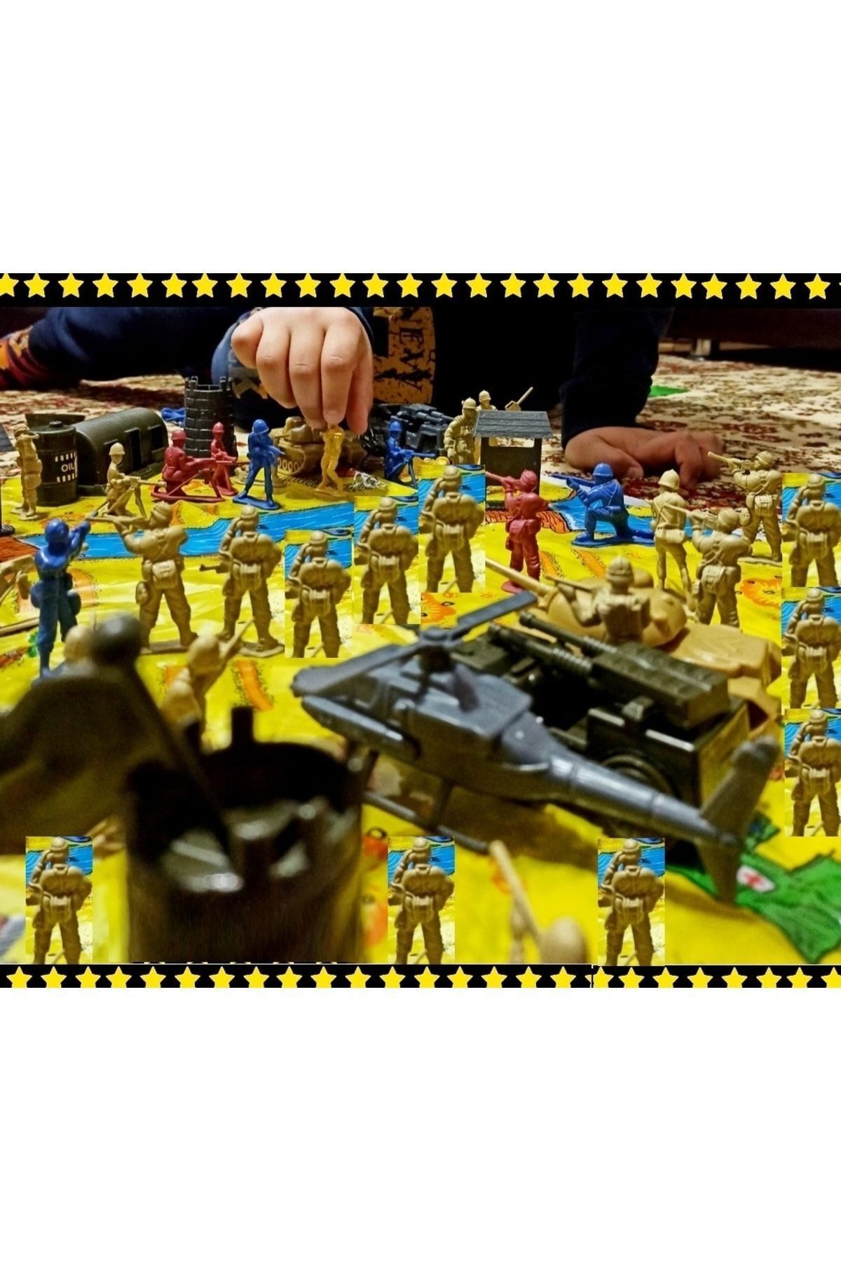 OYUNCAKSAHİLİ Tanklı Asker Setleri Ve Oyun Halısı 50 Parca 2 Paket Komando Uçak Kale Helikopter Oyuncak fotoğrafı 4 (önizleme)