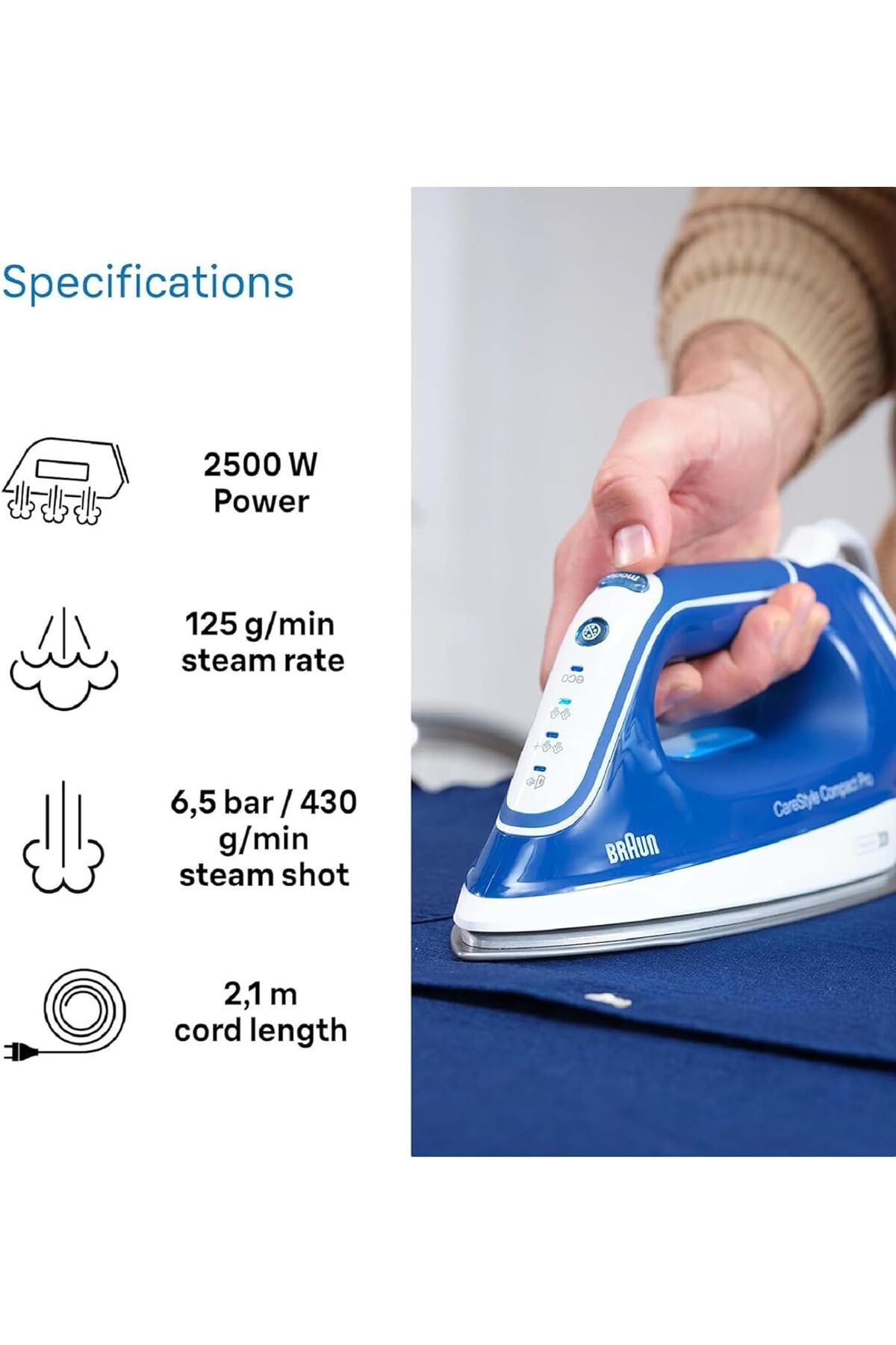 Braun-CareStyle Compact Pro Steam Generator Vertical Steaming, iCare, Turbo mode, Auto Off - IS 2565 2