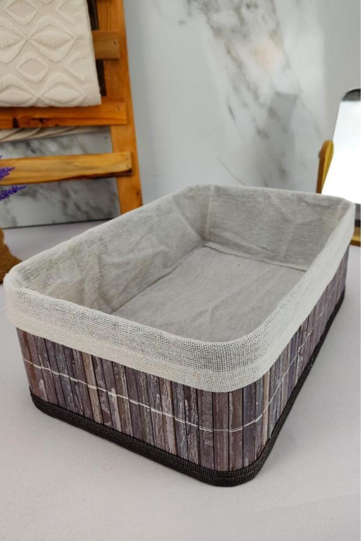 Digithome-Medium Size Bamboo Storage Box - Multi-Purpose Gray Organizer 29X19X10 cm - Cl-6006-2 C1-1-121 5