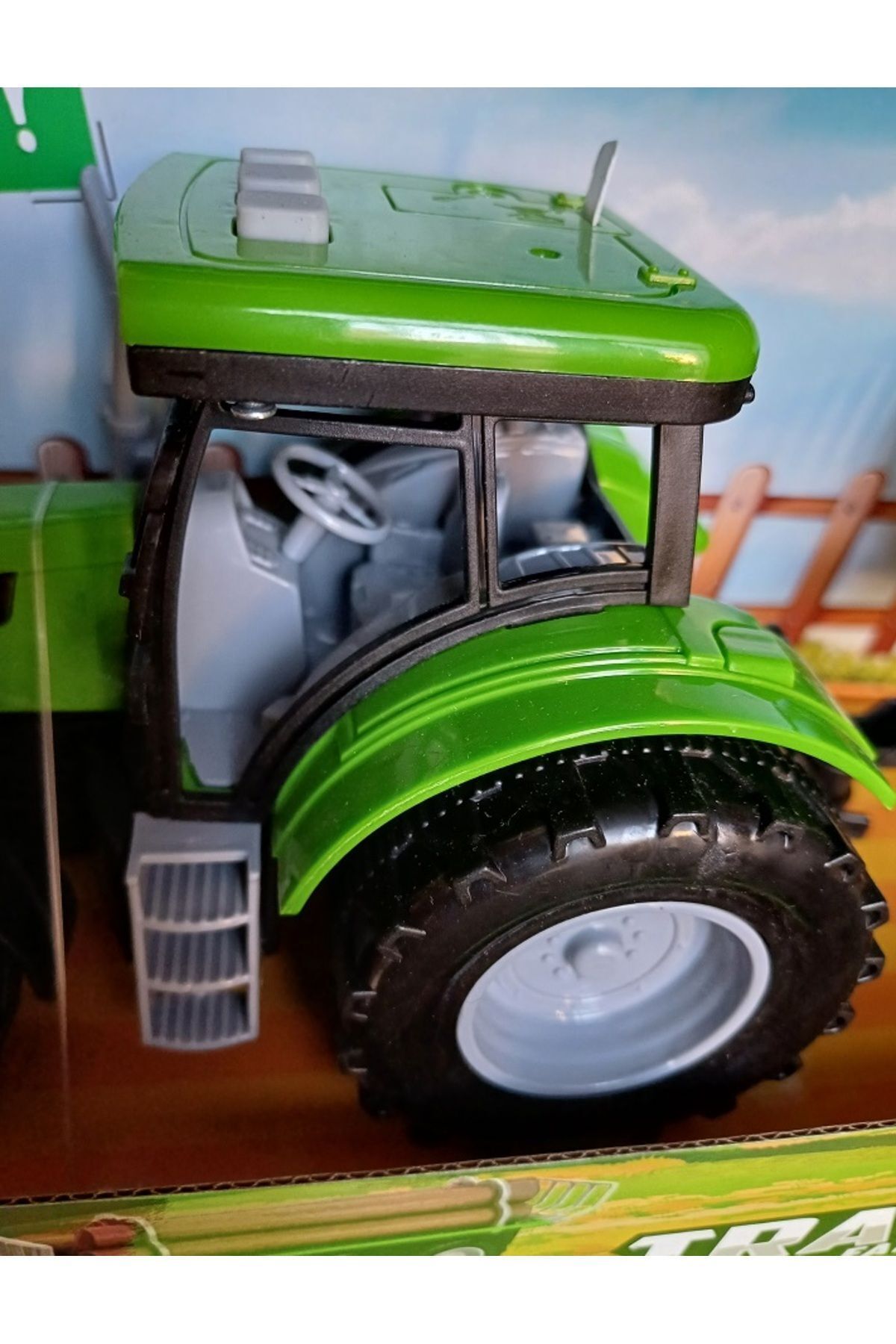 Römorklu Traktör ışıklı Ve 3 Sesli Orman Oyuncakları Çiftlik Odun Taşıyıcı Motor Kapağı Açılır 42cm
