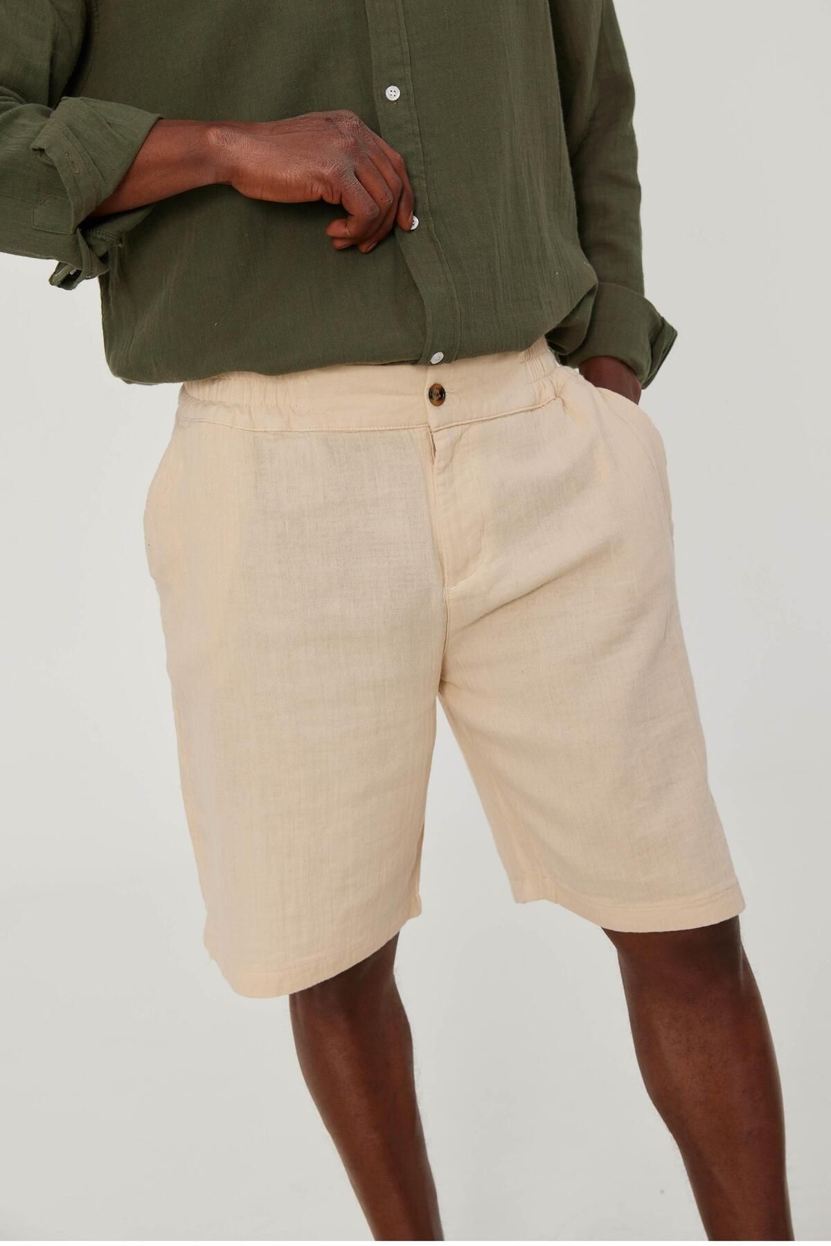 NOMARC-Linen Shorts - Cream Color 2