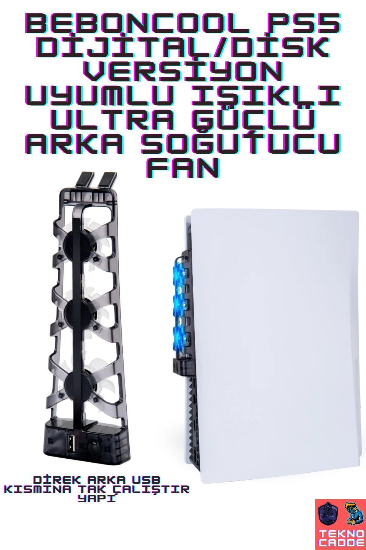 Tp5-1523e Işıklı Ps5 Disk Ps5 Dijital Uyumlu Sessiz Güçlü Arka Soğutucu Fan 4