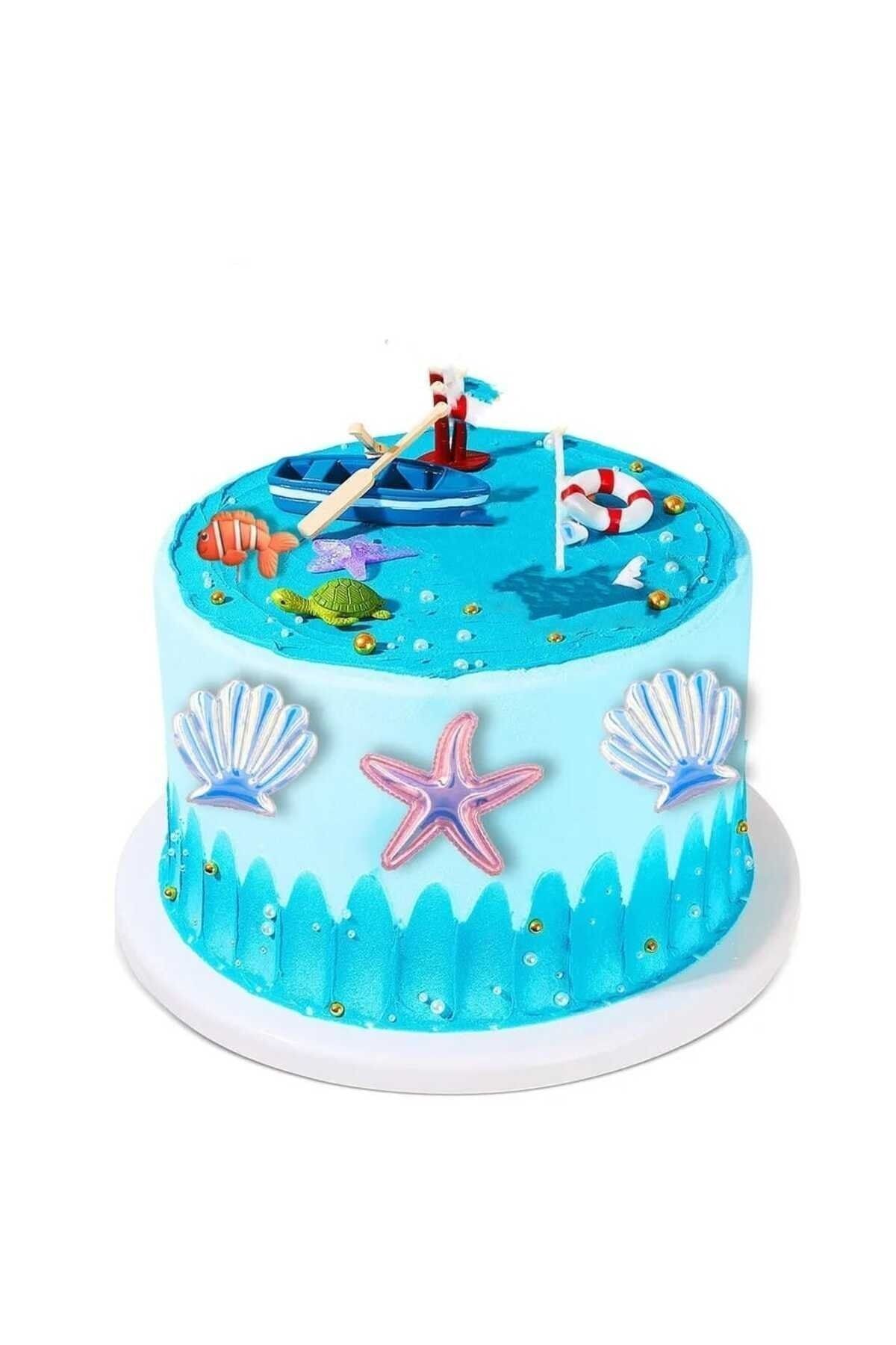 Gemi Set 7 Parça Maket Kürdanlı Cupcake Pasta Süsü Doğum Günü Süsleri Pasta Kürdanı