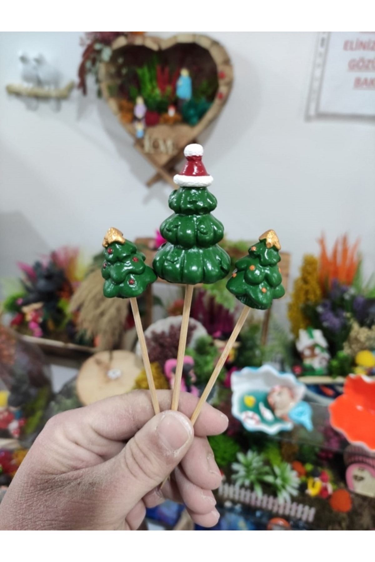 3'lü Noel Yılbaşı Kardan Adam Saksı Süsü Teraryum Obje Teraryum Diorama Malzemeleri