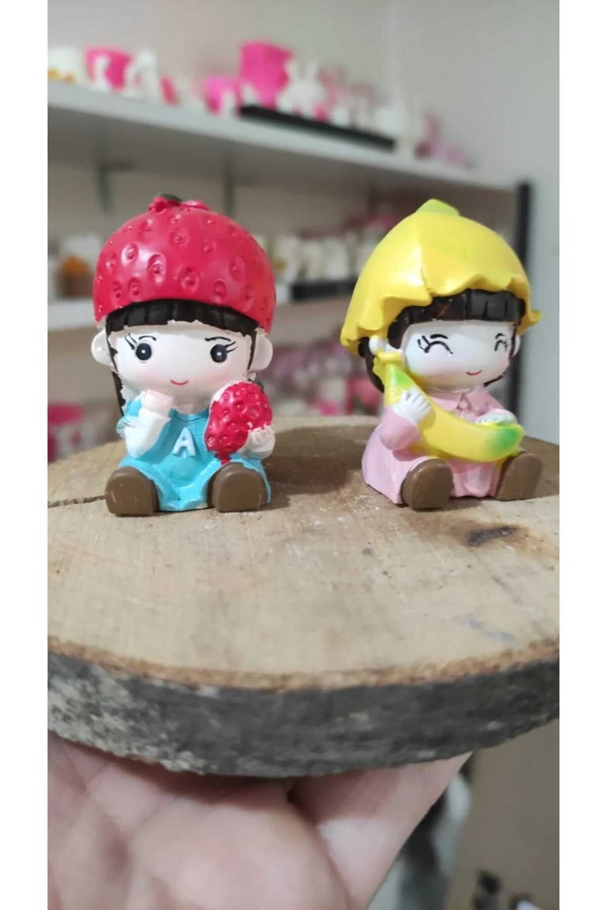 2'li Meyve Yiyen Çocuklar Teraryum Objeleri Teraryum Süsleri Saksı Süsleri Minyatür Obje