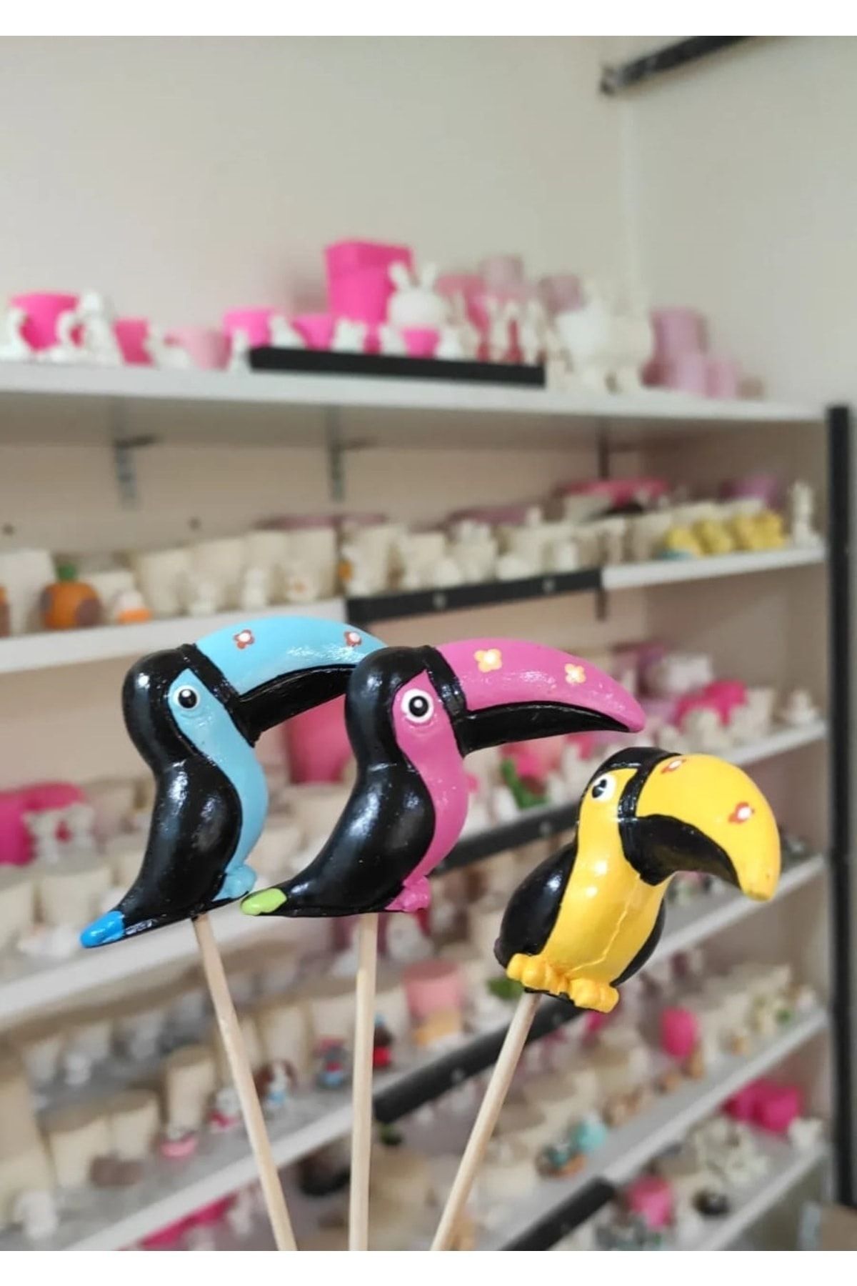 3'lü Tukan Kuşu Minyatür Figür Mini Figür Minyatür Eşya Dekor Diorama