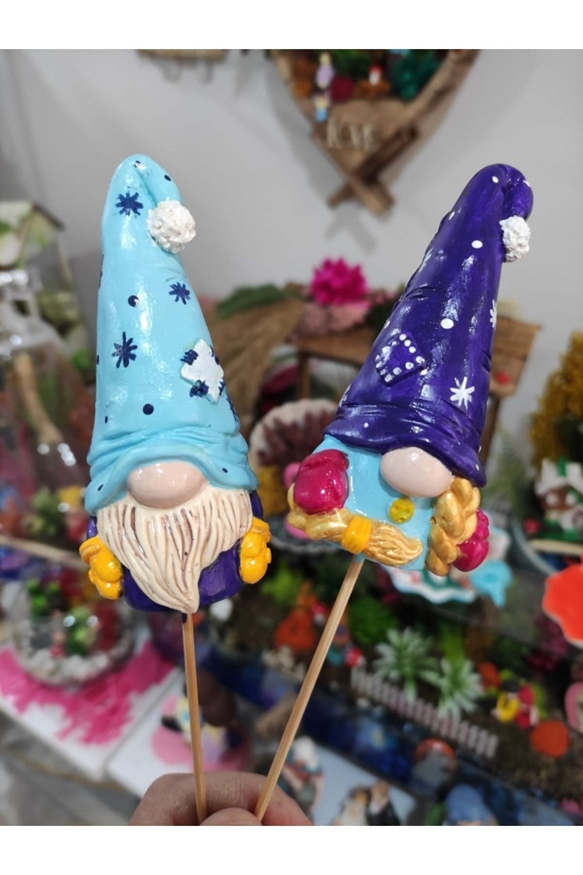 2'li Burnuk Maket Kürdanlı Cupcake Pasta Süsü Doğum Günü Süsleri Pasta Kürdanı Kürdan Süsü