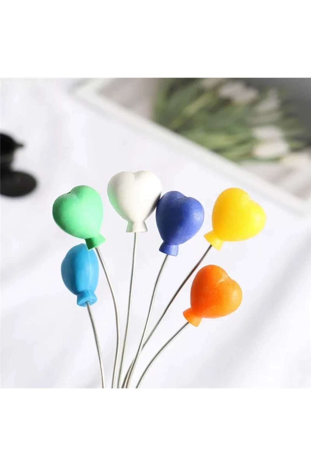 Kalpli 6'lı Balon Çubuklu Maket Kürdanlı Cupcake Pasta Süsü Doğum Günü Süsleri