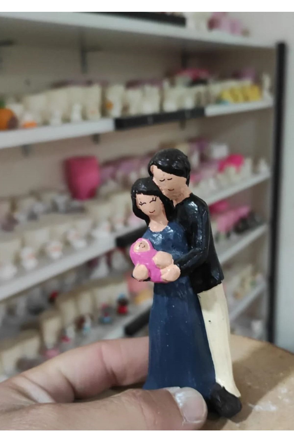 Anne Baba Çocuk Bebek Maket Kürdanlı Cupcake Pasta Süsü Doğum Günü Süsleri Pasta Kürdanı