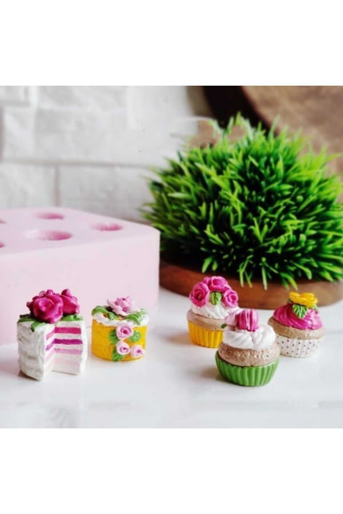 5'li Cupcake Ve Pasta Maket Kürdanlı Cupcake Pasta Süsü Doğum Günü Süsleri Kürdan Süsü