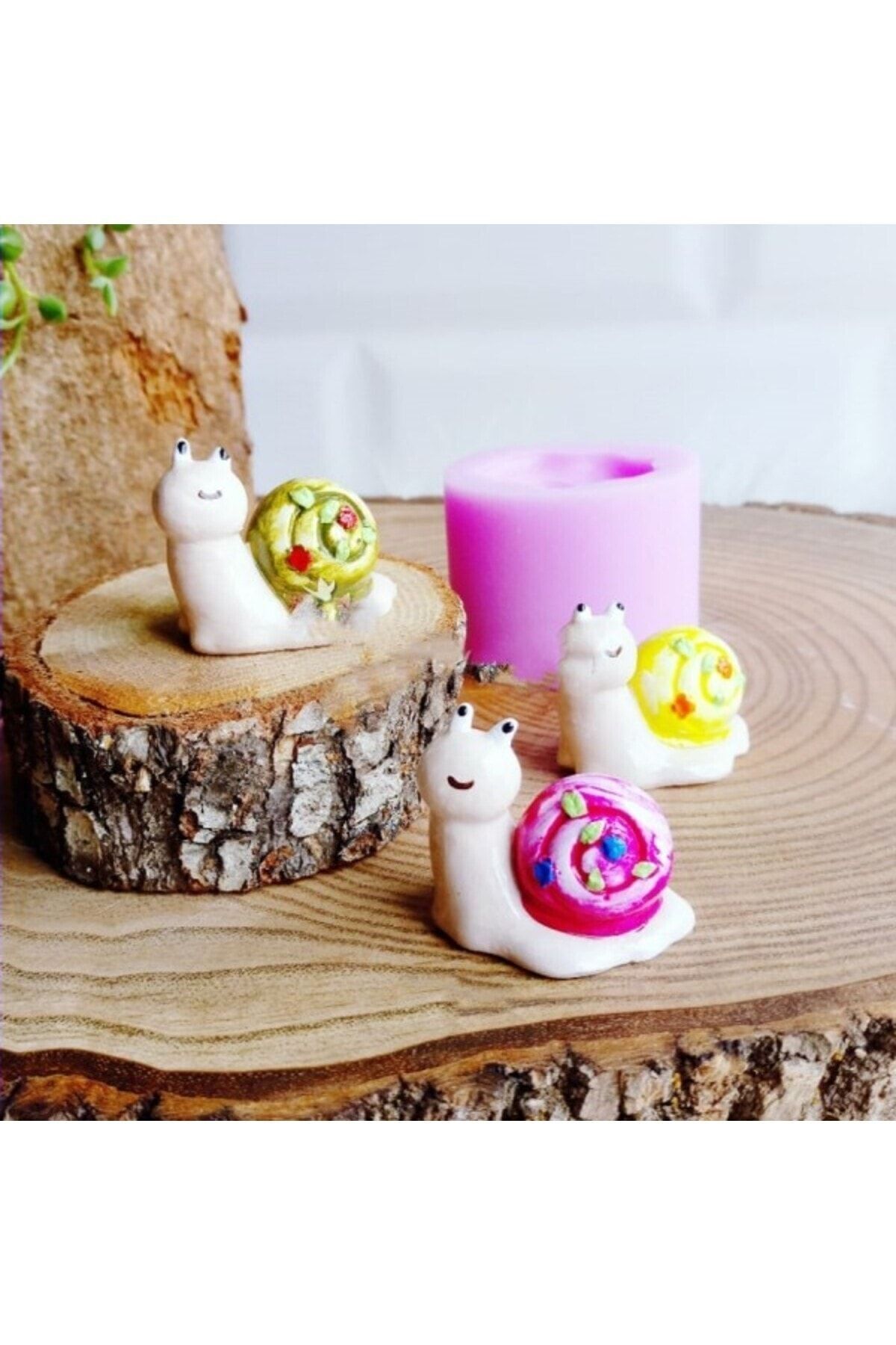 Renkli Salyangozlar 3 Adet Maket Kürdanlı Cupcake Pasta Süsü Doğum Günü Süsleri Kürdan Süsü