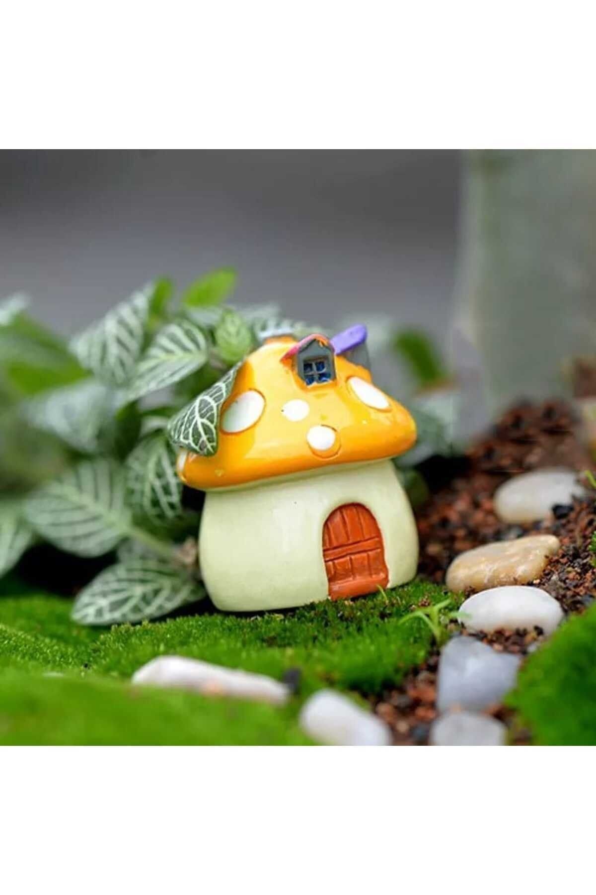 2 Adet Sarı Mantar Ev Maket Kürdanlı Cupcake Pasta Süsü Doğum Günü Süsleri Pasta Kürdanı