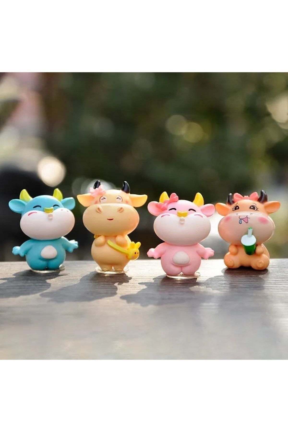4'lü Sevimli İnekler Minyatür Figür Mini Figür Minyatür Eşya Dekor Diorama